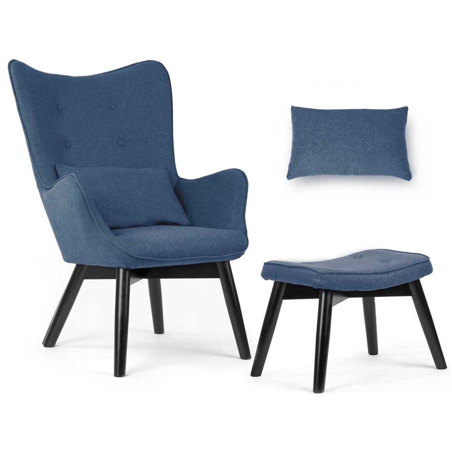 Sofatel Norse blue armchair with footstool