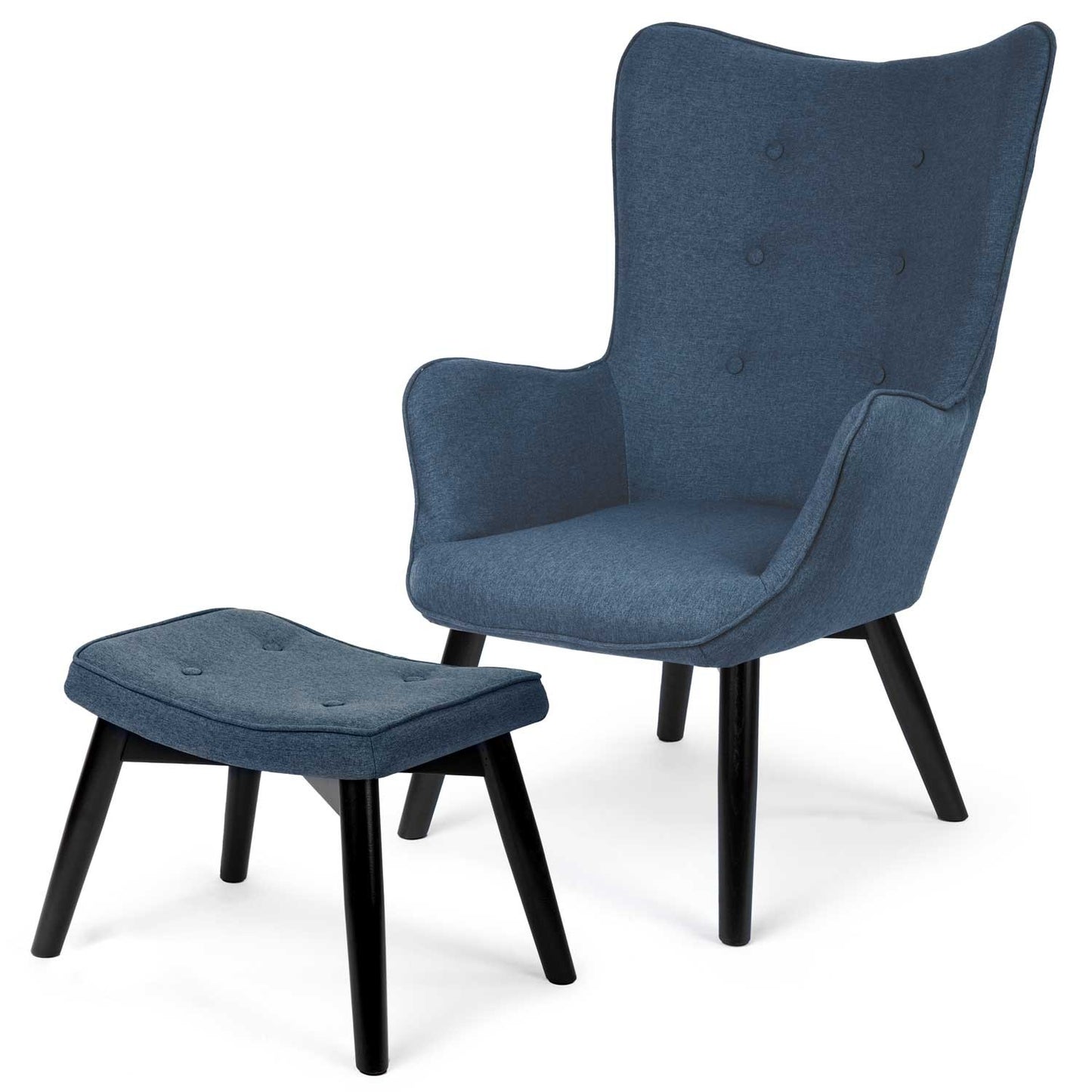 Sofatel Norse blue armchair with footstool