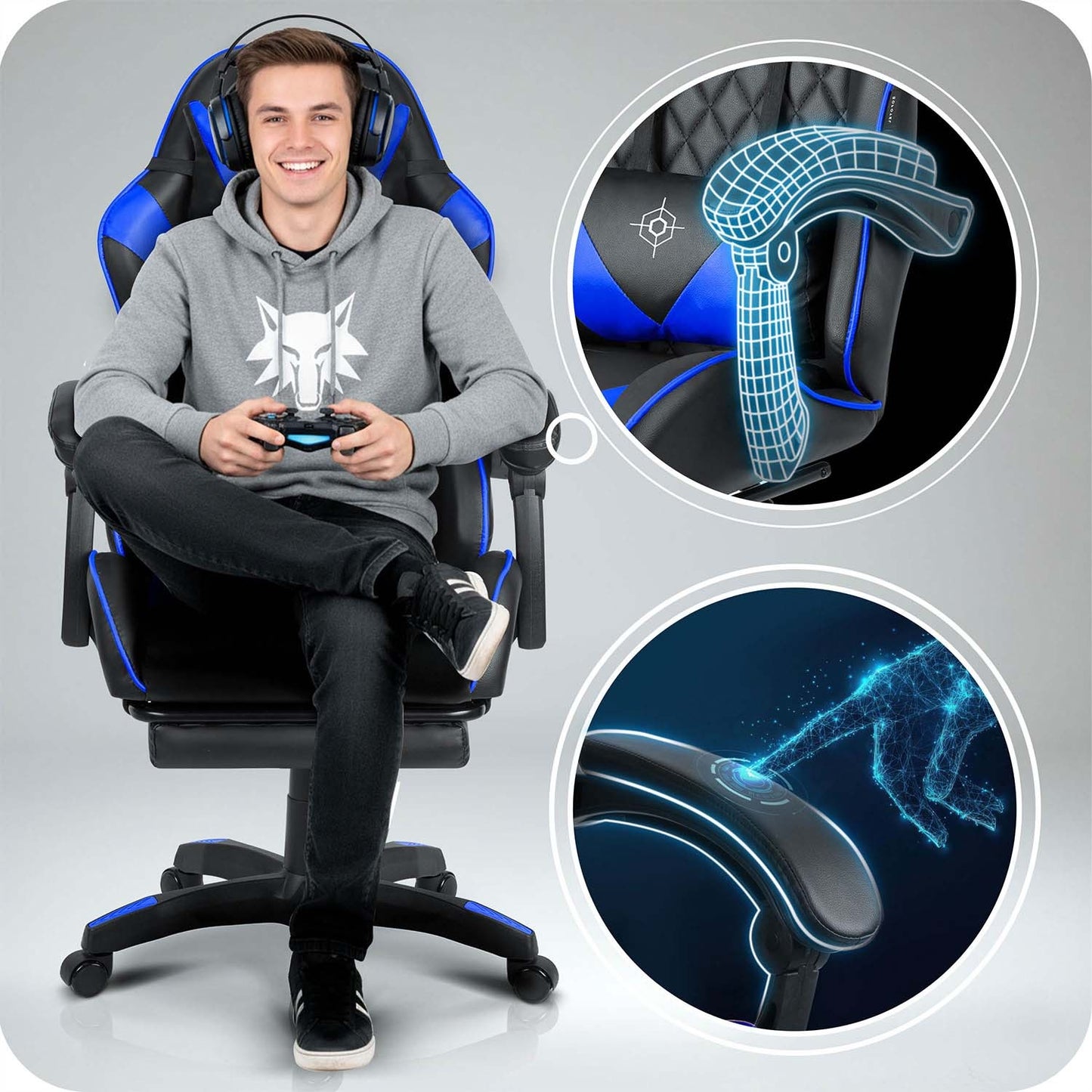 Sofotel Draknor II gaming chair black and blue