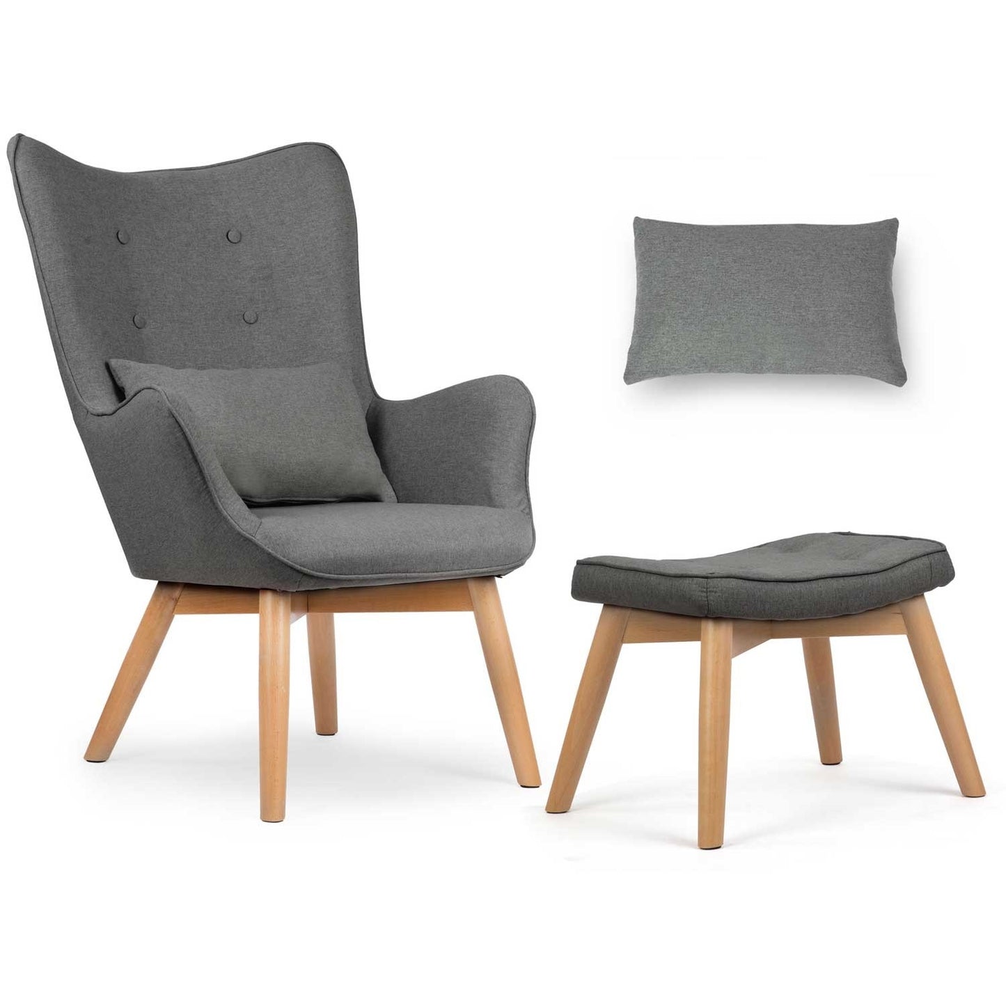 Sofotel Norse wing chair with footrest, grey