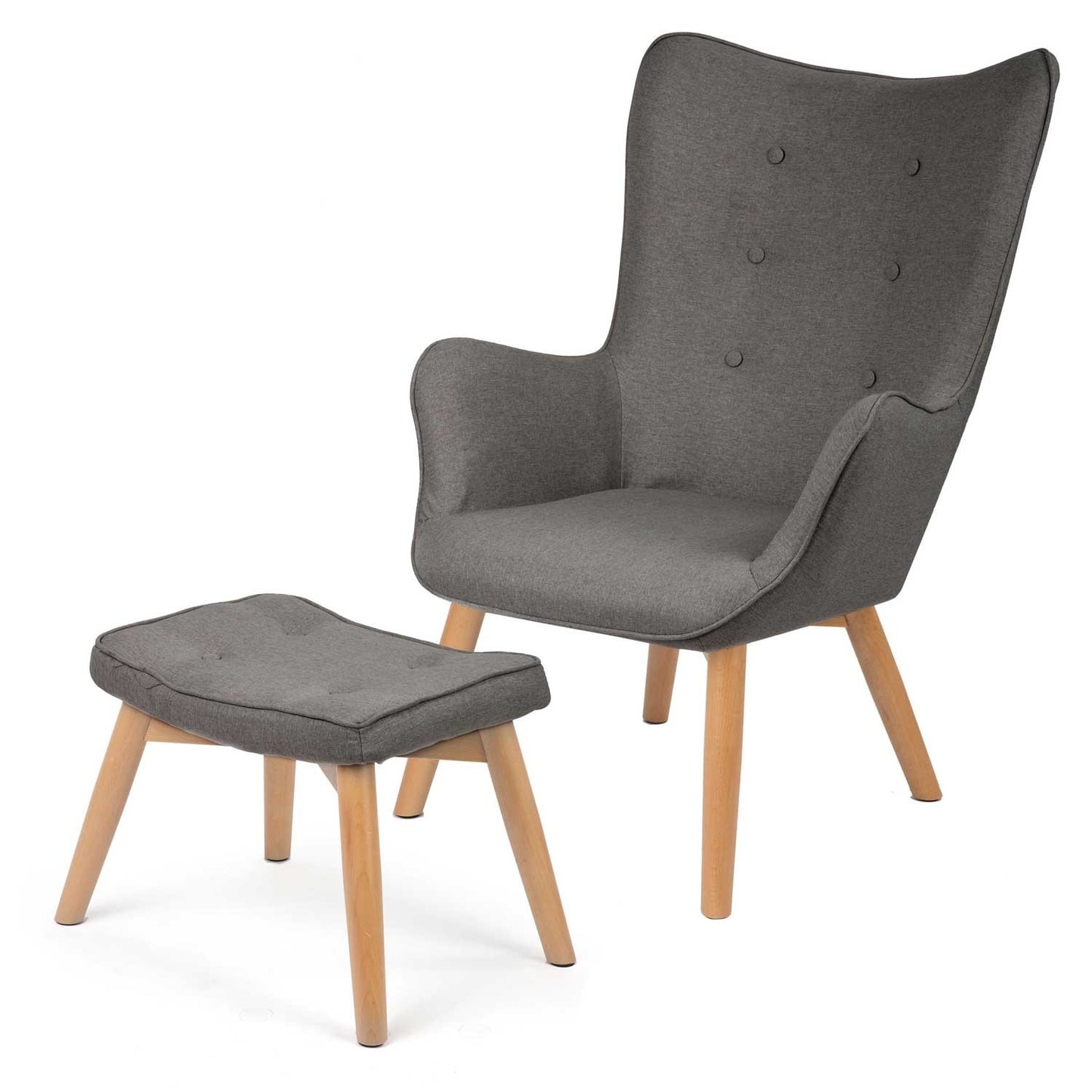 Sofotel Norse wing chair with footrest, grey