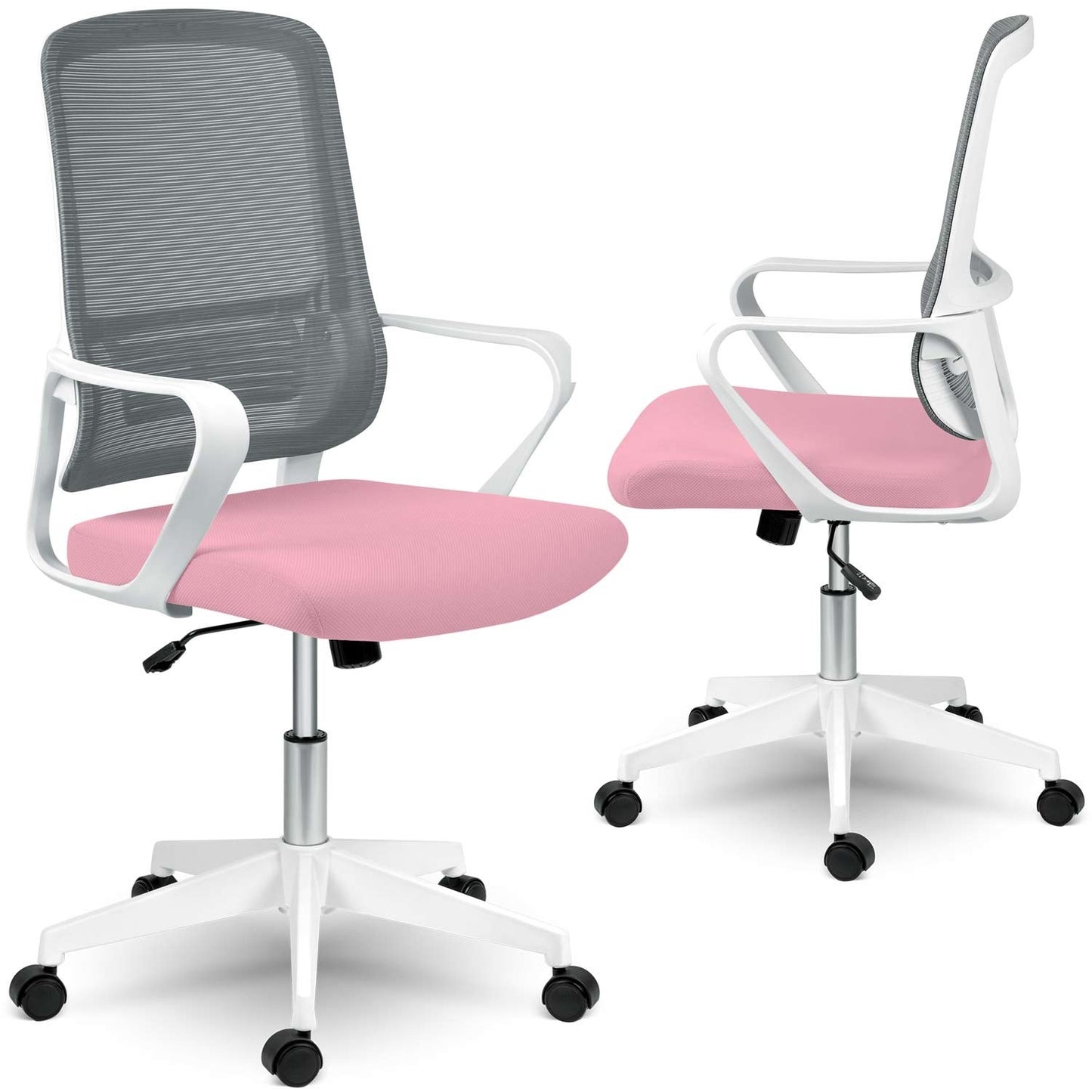 Sofotel Wizo micro-mesh office chair, white and pink