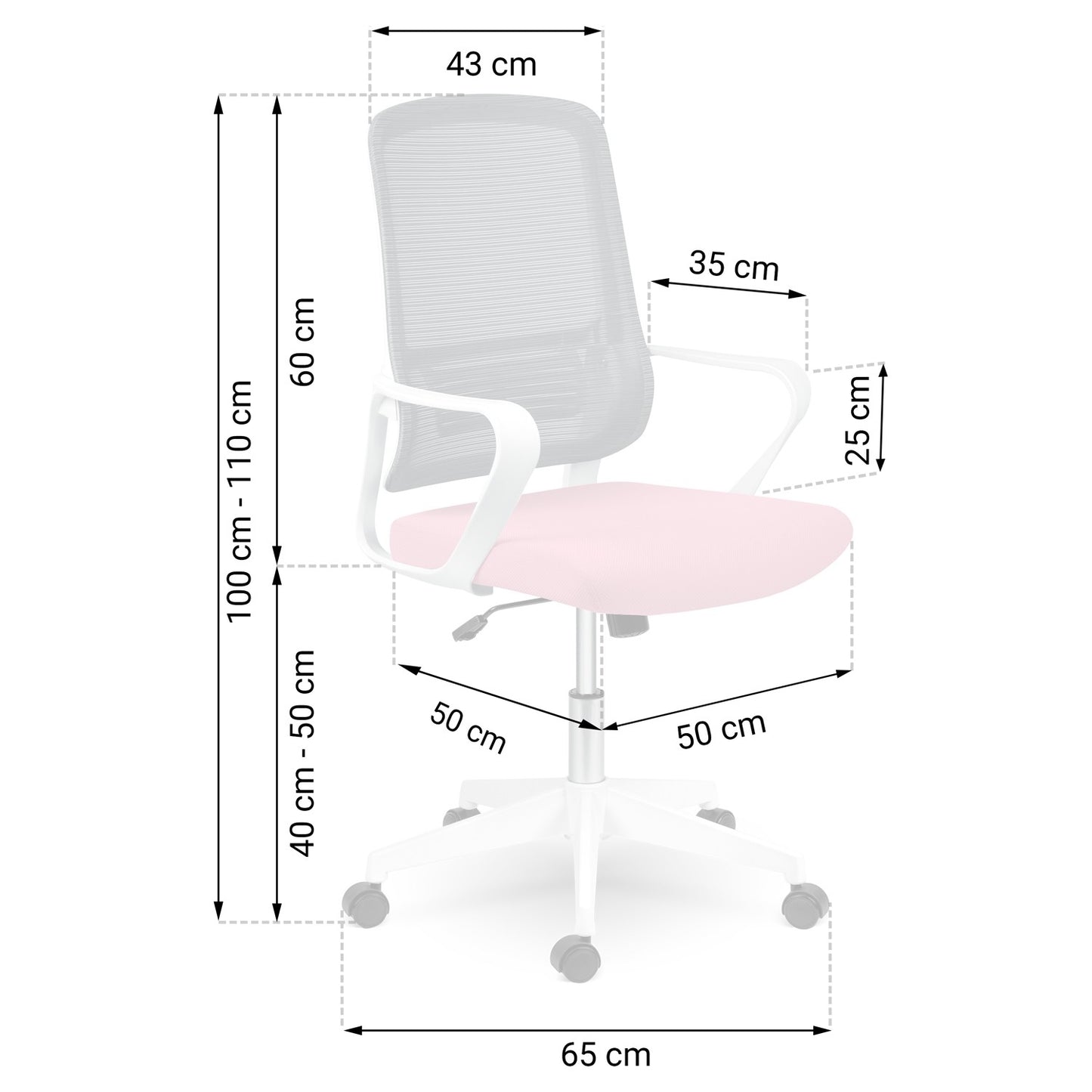 Sofotel Wizo micro-mesh office chair, white and pink