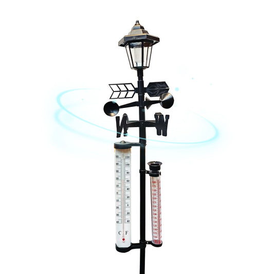 Solar Weather Station with Rain Gauge and Thermometer