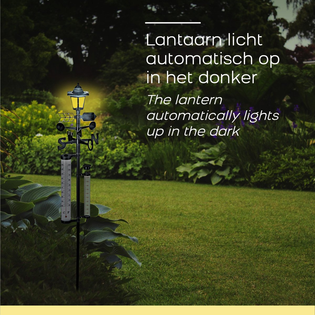 Solar Weather Station with Thermometer and Wind Gauge