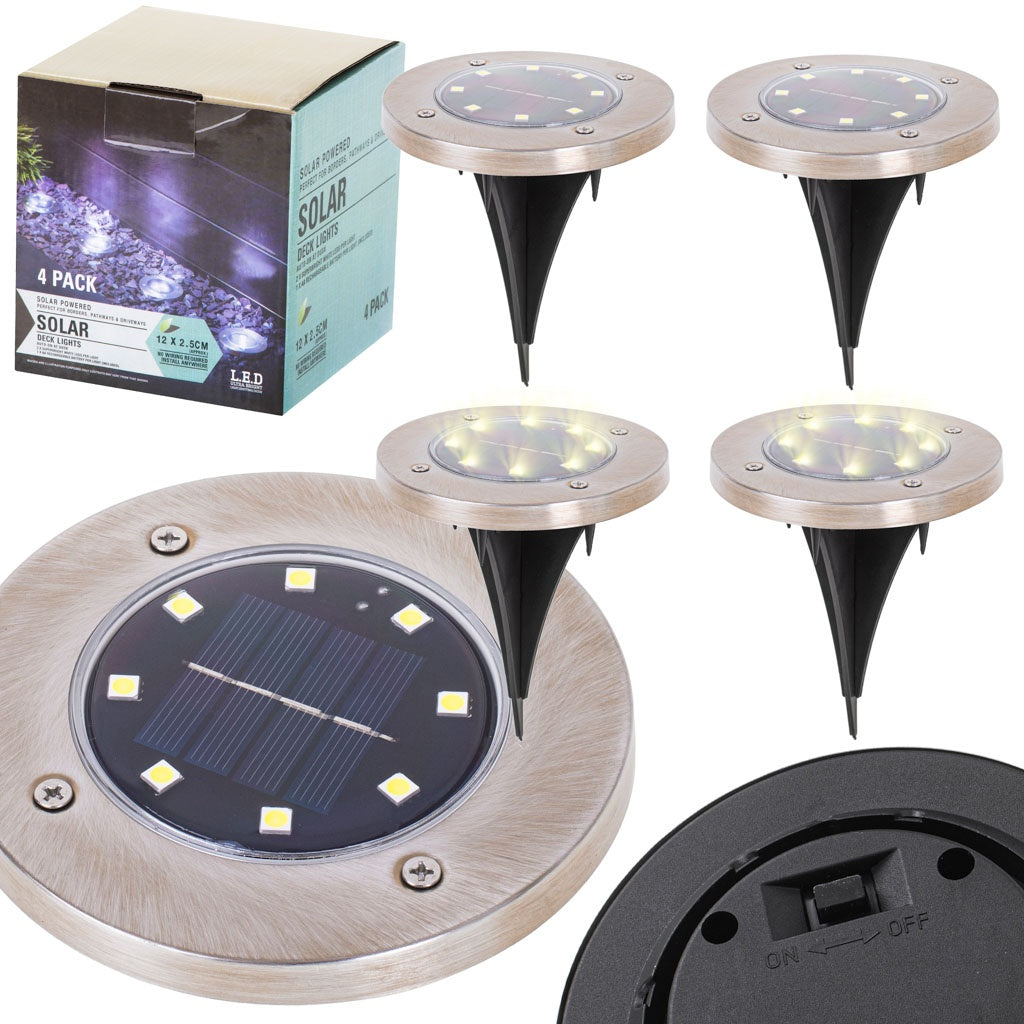 Solar ground garden overhead lights 8LED 4pcs warm white
