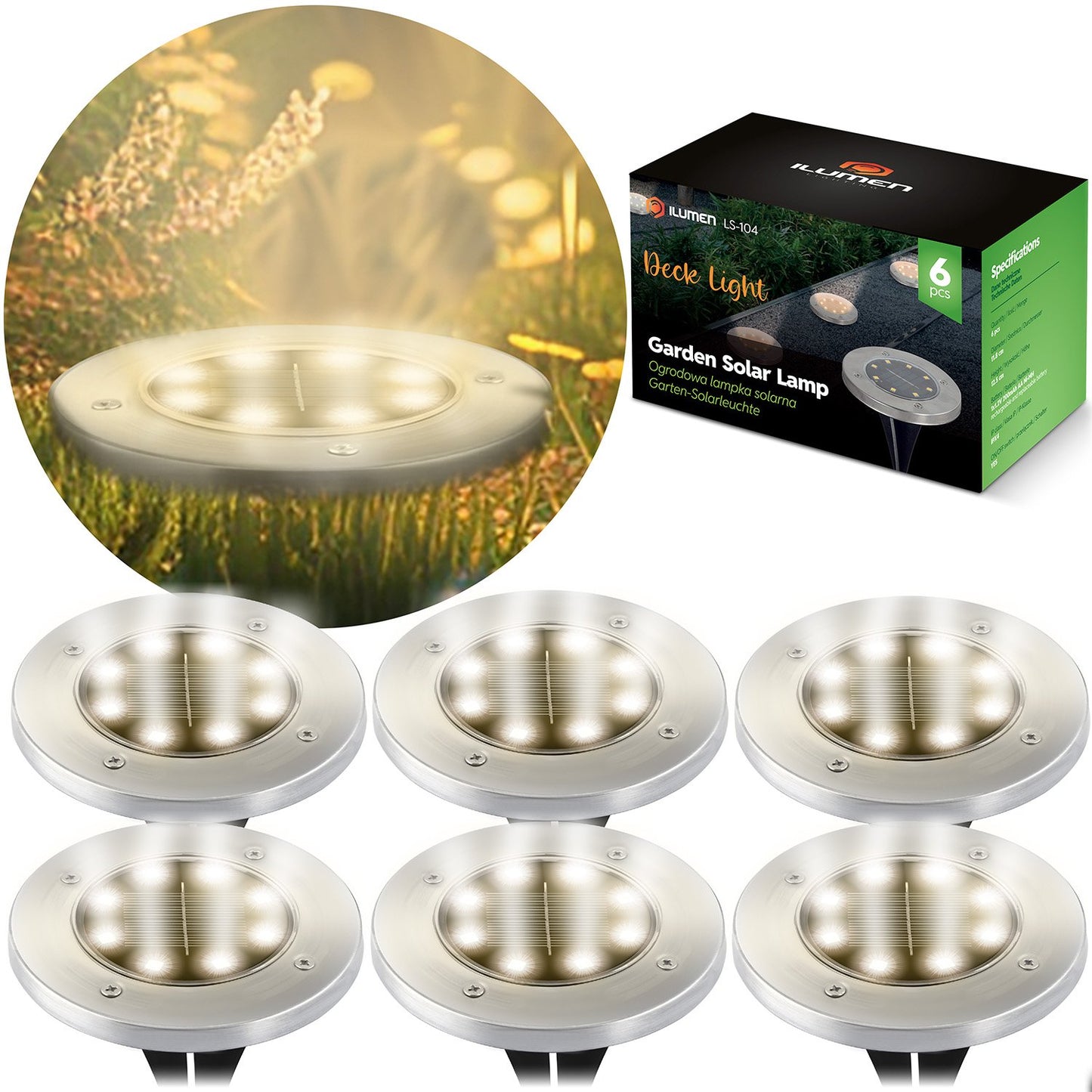 Solar ground lamp 6 pcs Ilumen LS-104