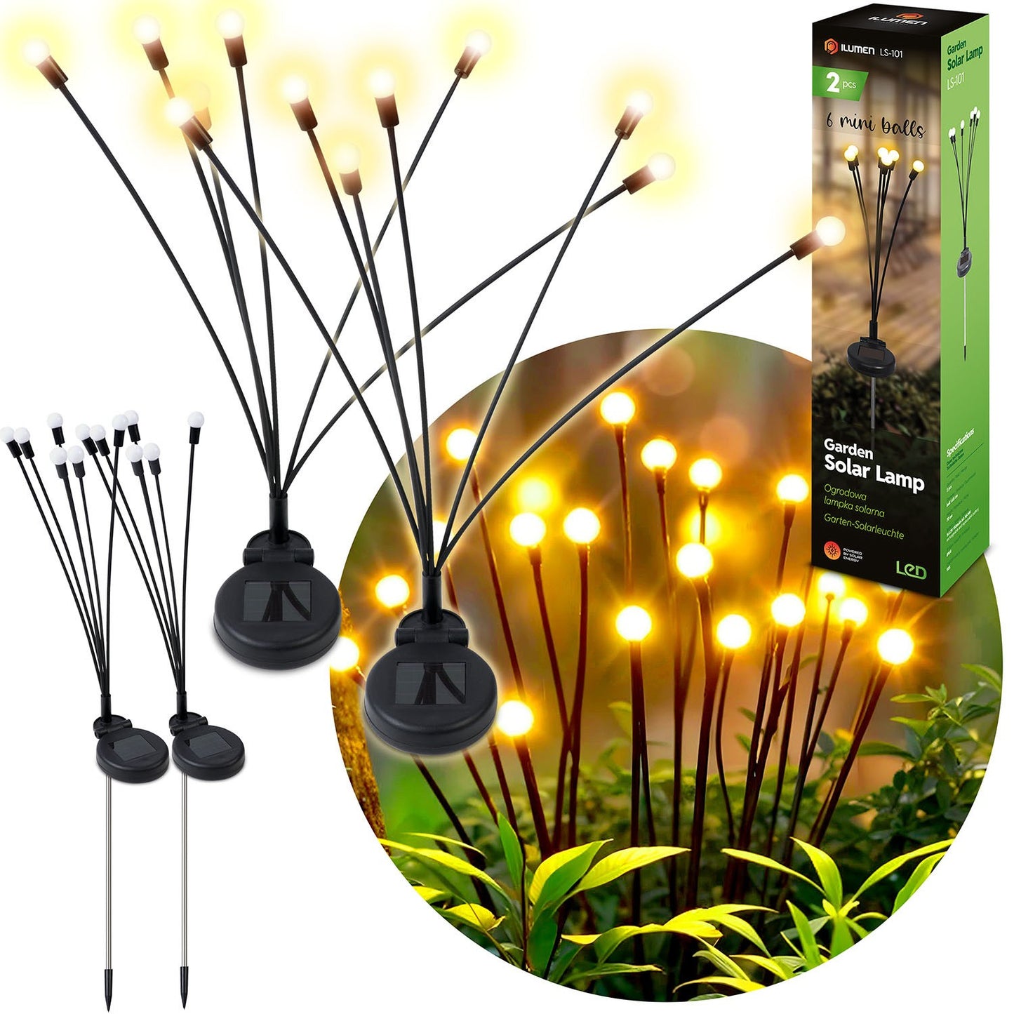 Solar lamp, fireflies, 2 pcs. Ilumen LS-101