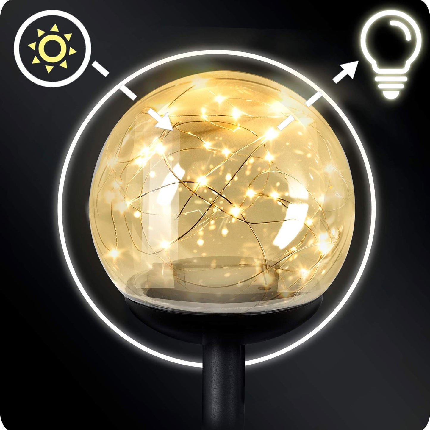 Solar lamp, transparent ball, 4 pcs. Ilumen LS-103