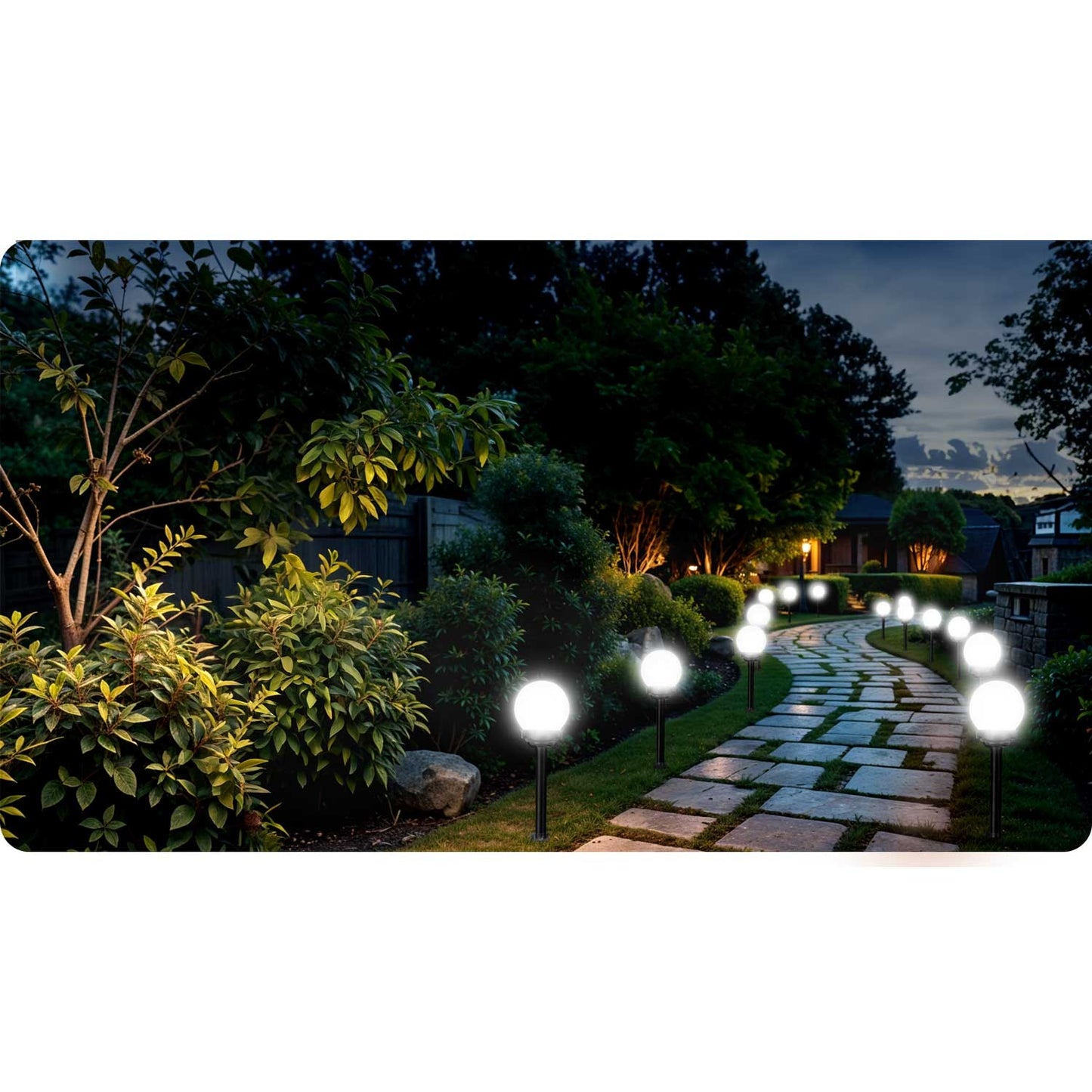 Solar lamp, white ball, 4 pcs. Ilumen LS-102