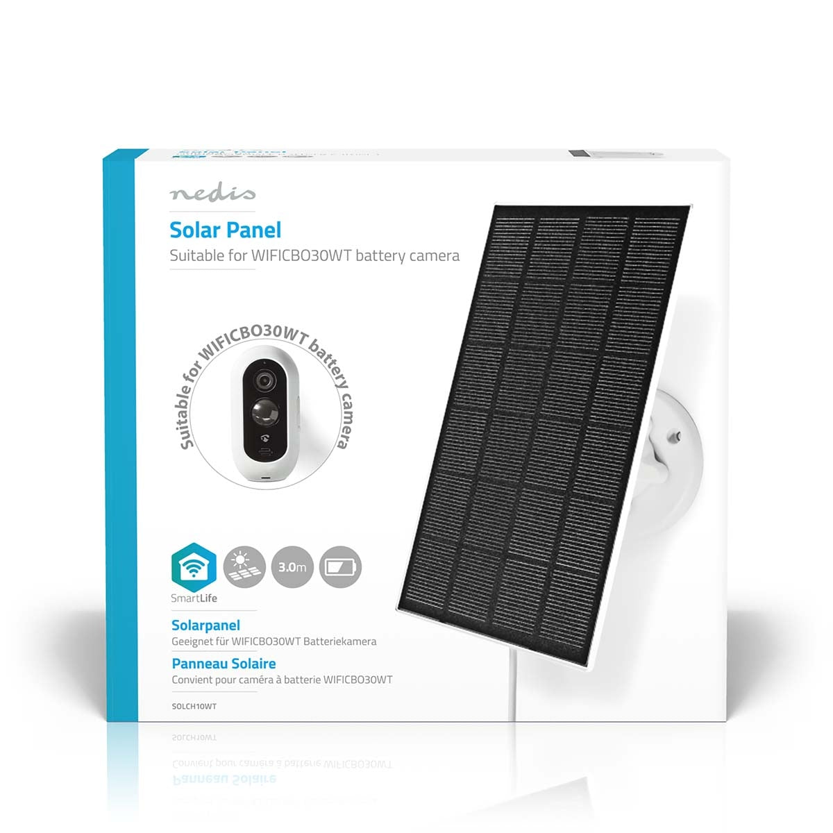 Solar panel | 5.3 V DC | 0.5 A A | Micro USB | Cable length: 3.00 m | Accessories for: WIFICBO30WT
