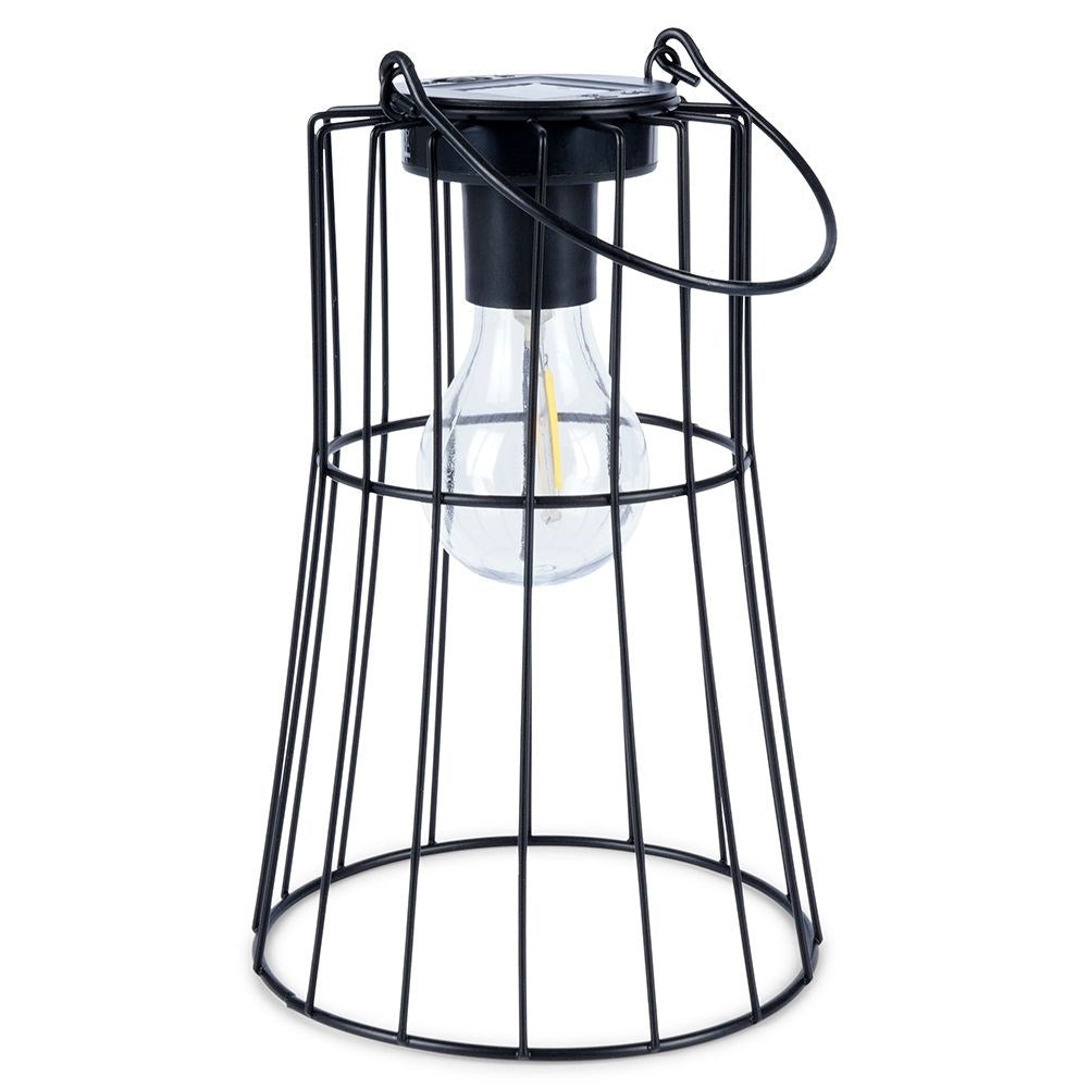 Solar powered LED lamp in black metal for the garden