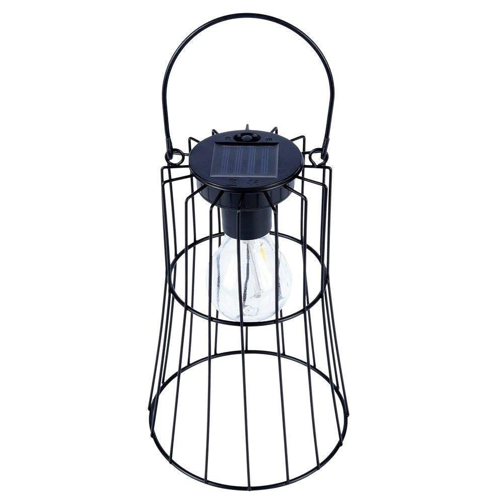 Solar powered LED lamp in black metal for the garden