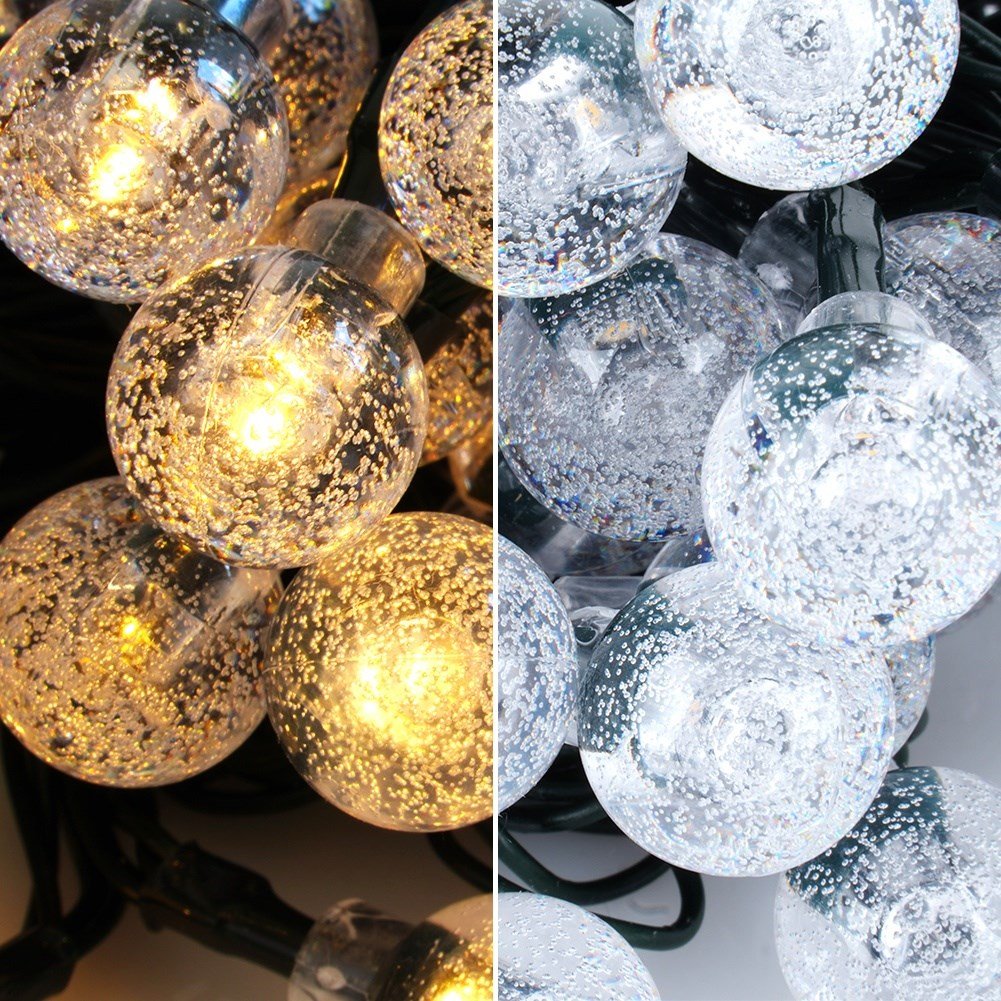 Solar powered garden garland with 100 warm LED lights