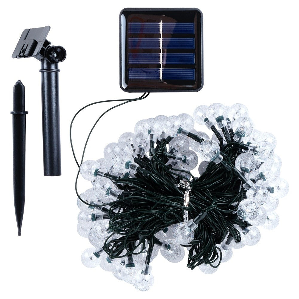 Solar powered garden garland with 100 warm LED lights
