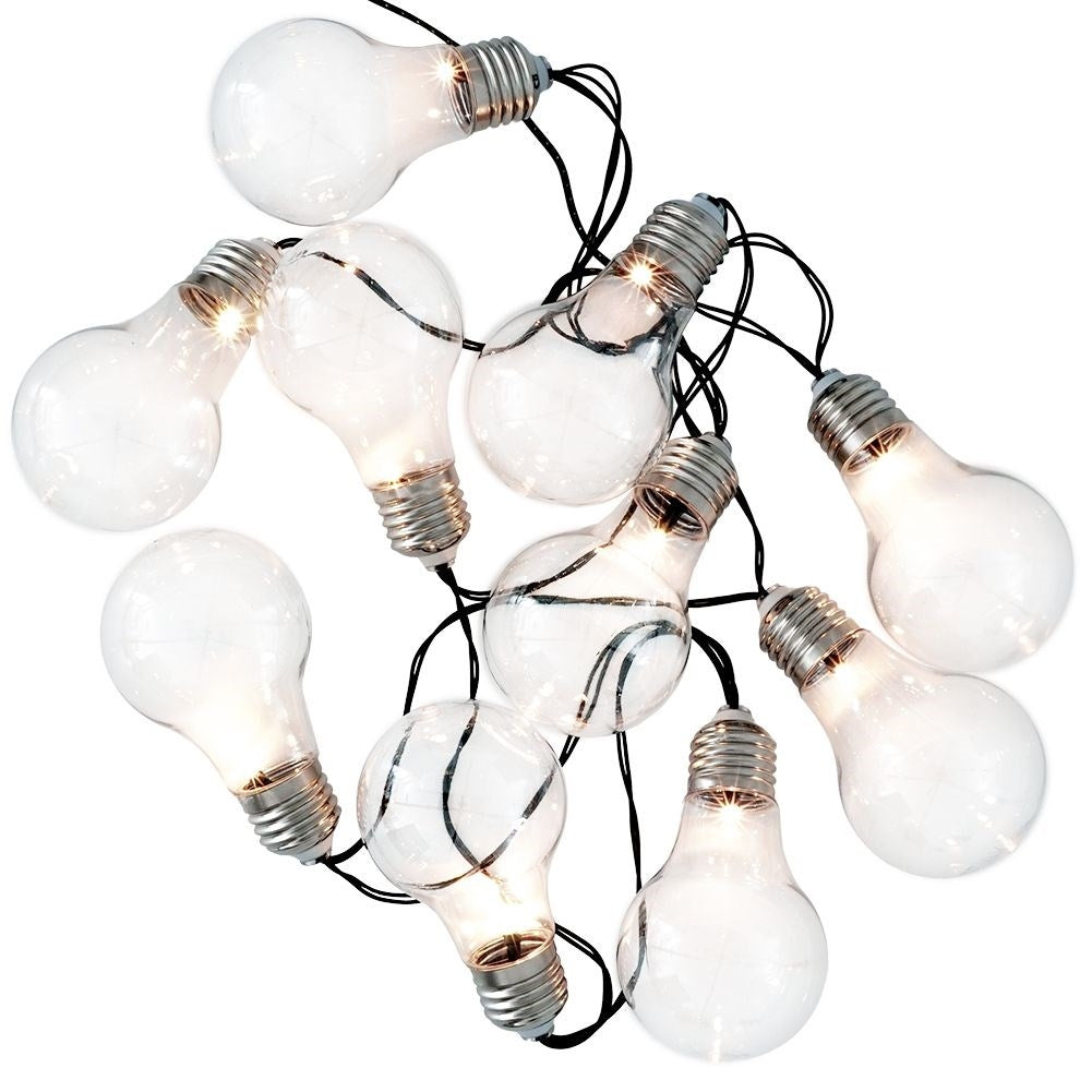 Solar-powered light string with 10 warm white LED lights