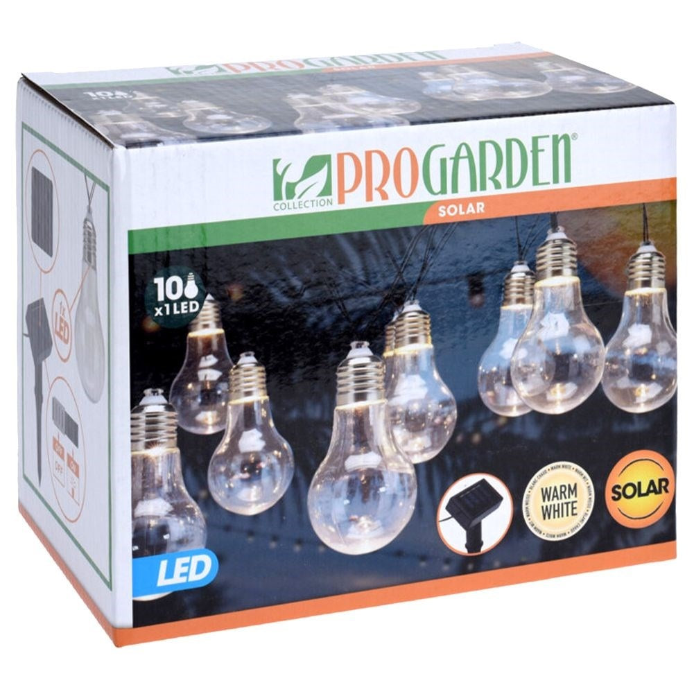 Solar-powered light string with 10 warm white LED lights