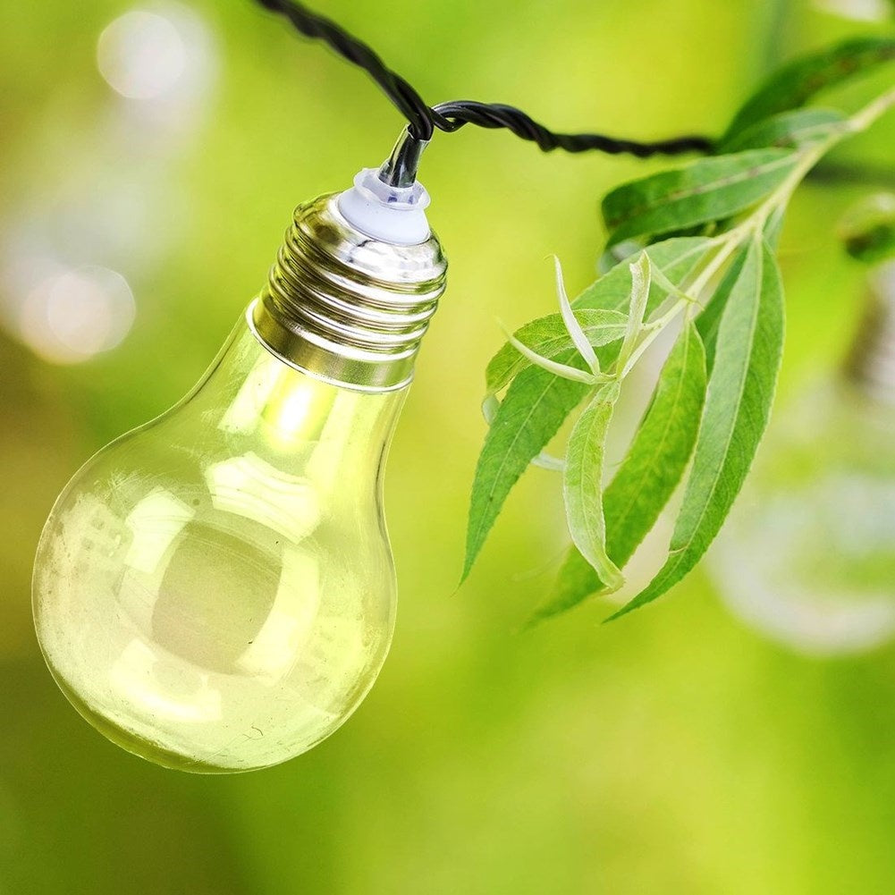 Solar-powered light string with 10 warm white LED lights
