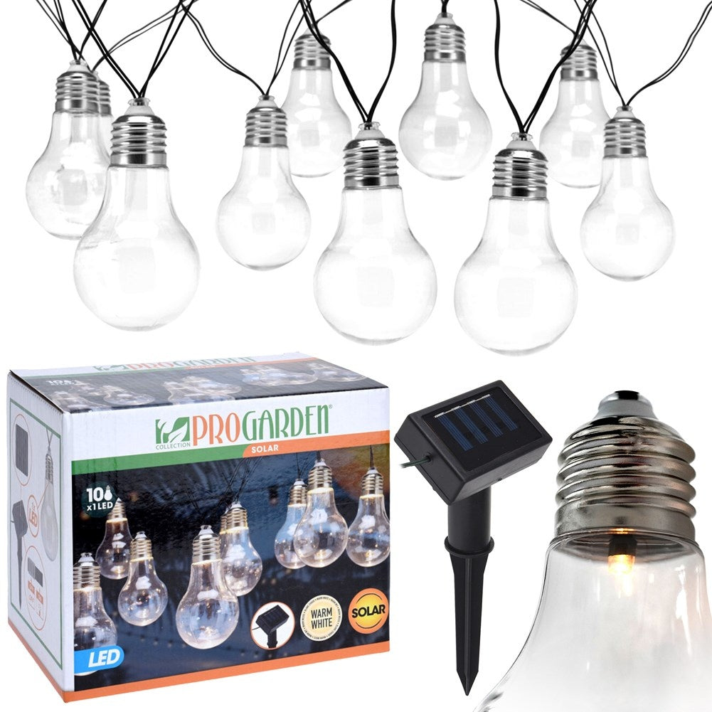 Solar-powered light string with 10 warm white LED lights
