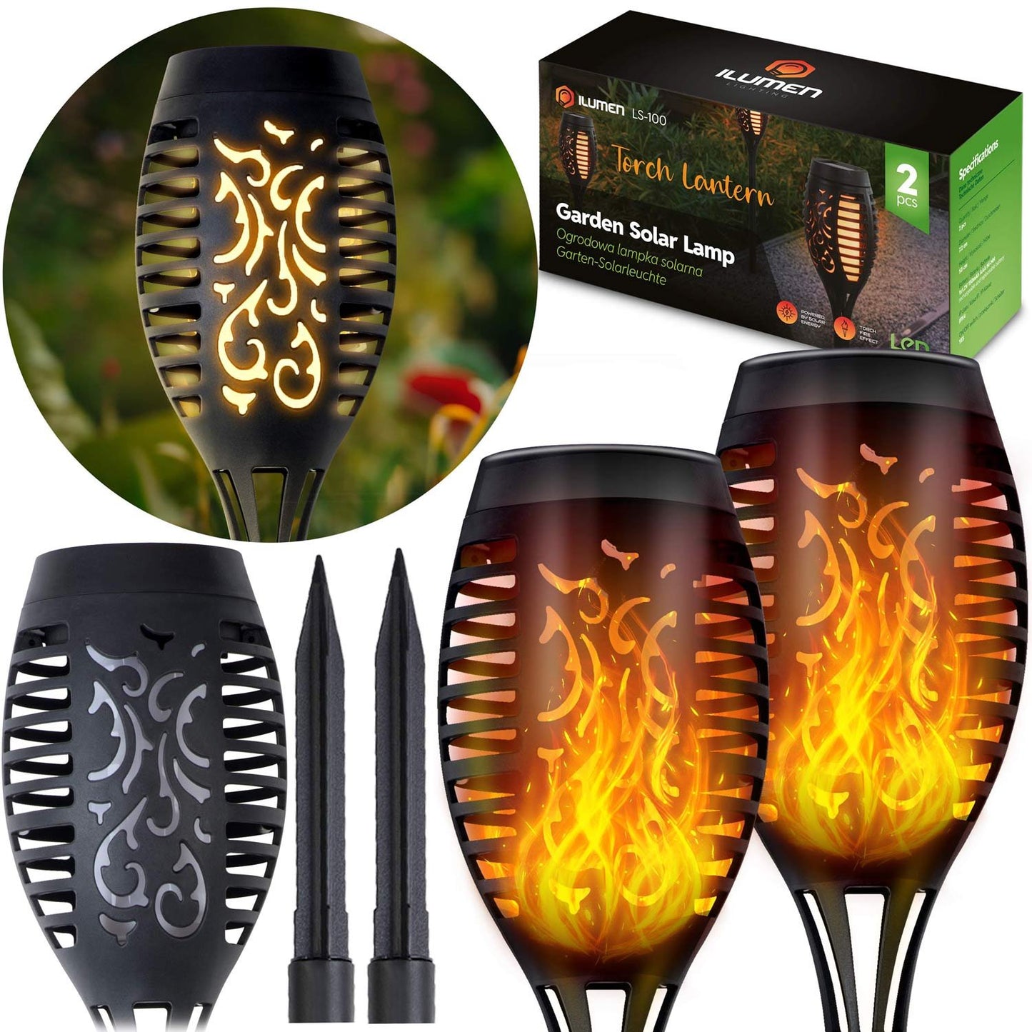Solar torch lamp 2 pcs Ilumen LS-100