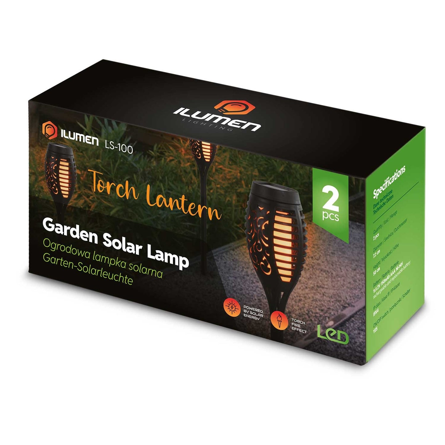 Solar torch lamp 2 pcs Ilumen LS-100