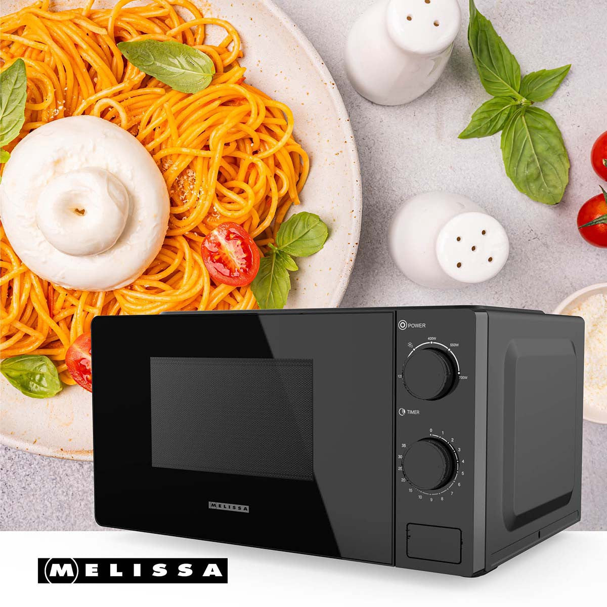 Solo Microwave Oven, 700W, 20L, 5 Power Levels, Black
