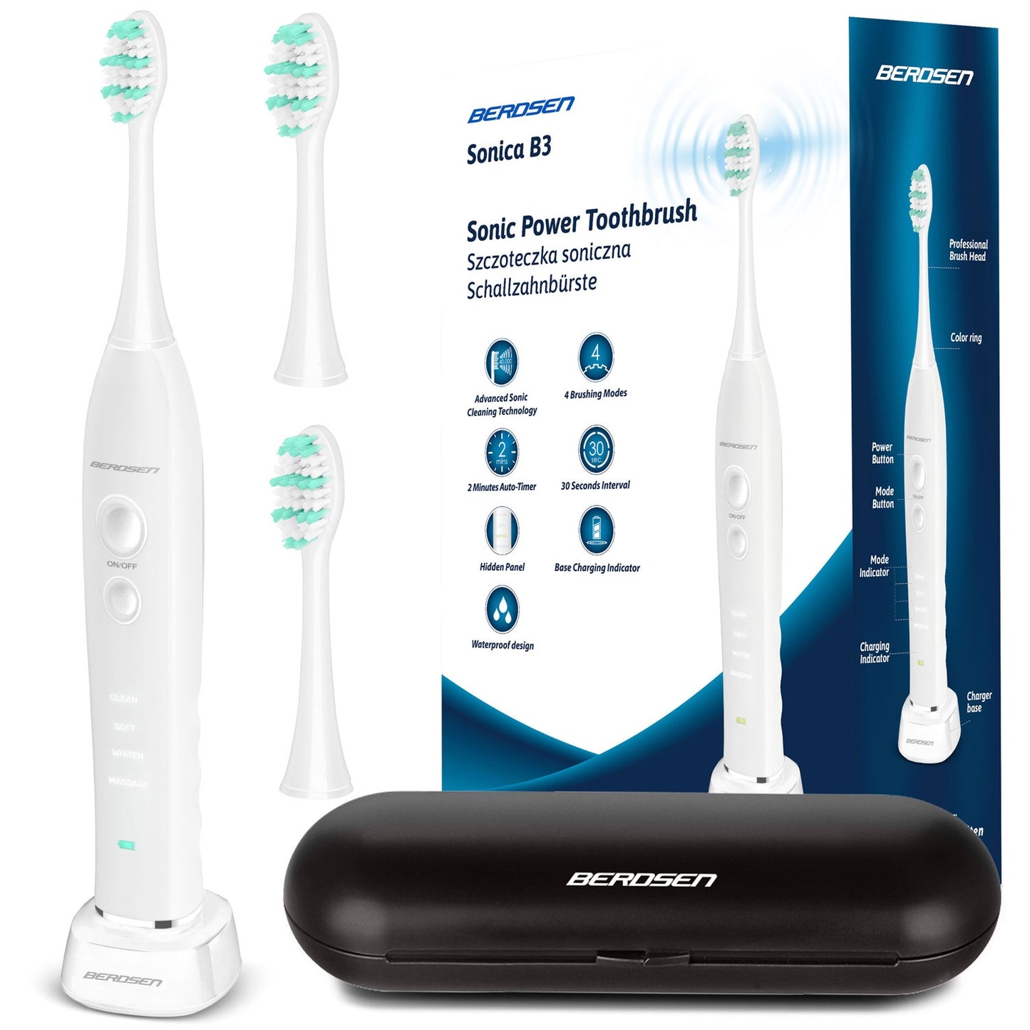 Sonic Toothbrush Set with Case, White