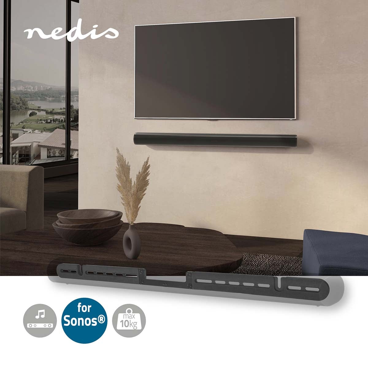 Soundbar Mount | Compatible with: Sonos® Arc™ | Wall | 10 kg | Fixed | ABS / Steel | Black