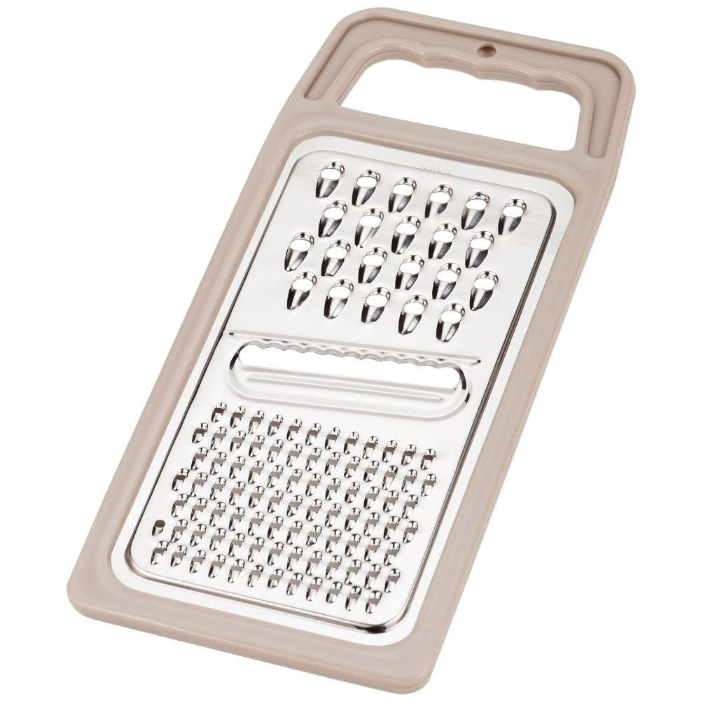 Space-saving kitchen grater with three blades for all needs