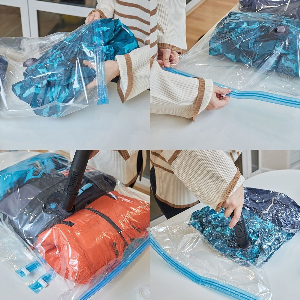 Space-saving vacuum bag for clothes and bedding