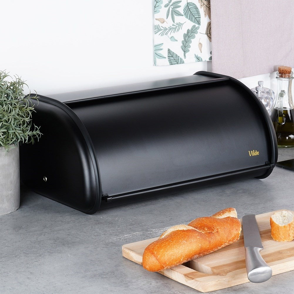 Spacious Bread Box in Black Stainless Steel