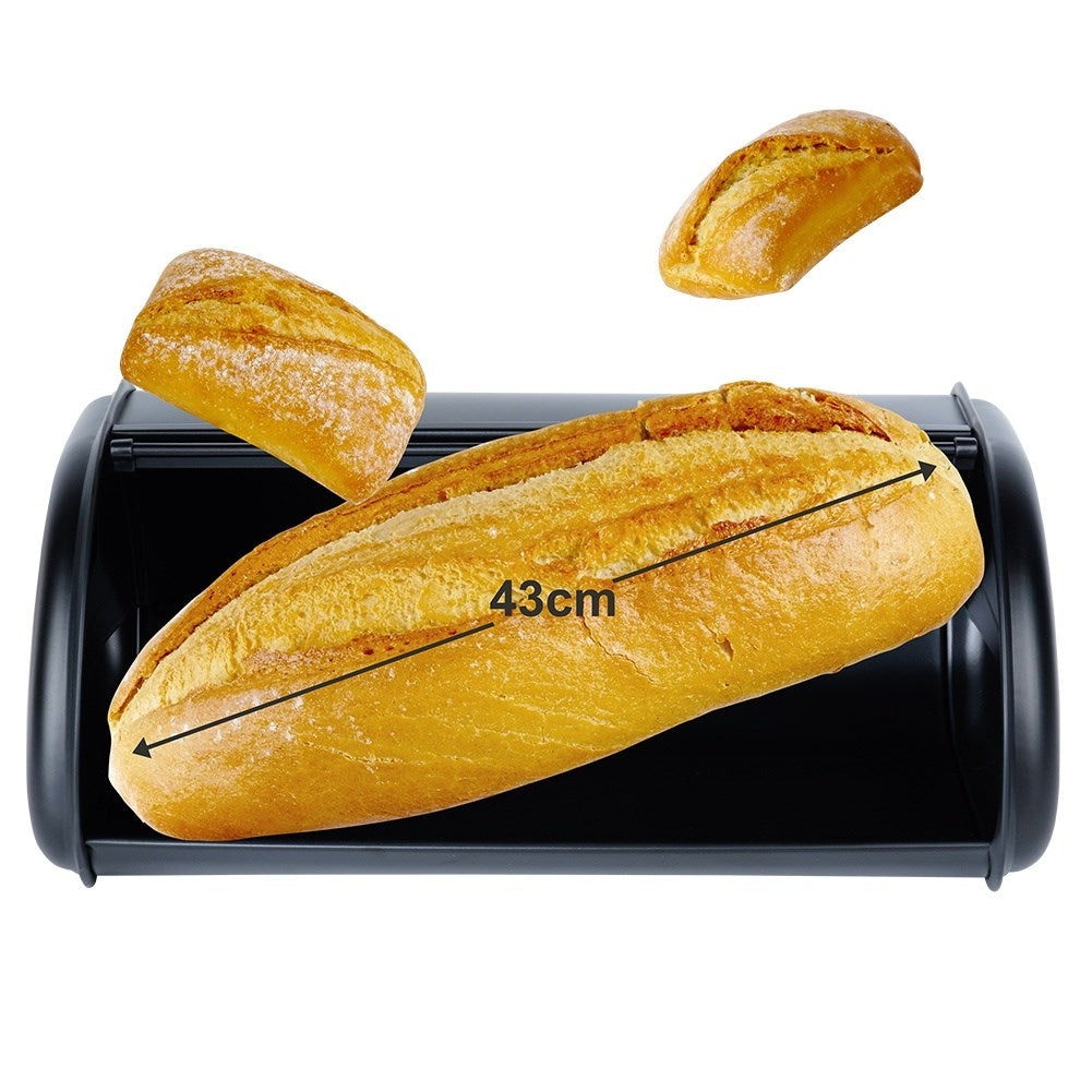 Spacious Bread Box in Black Stainless Steel