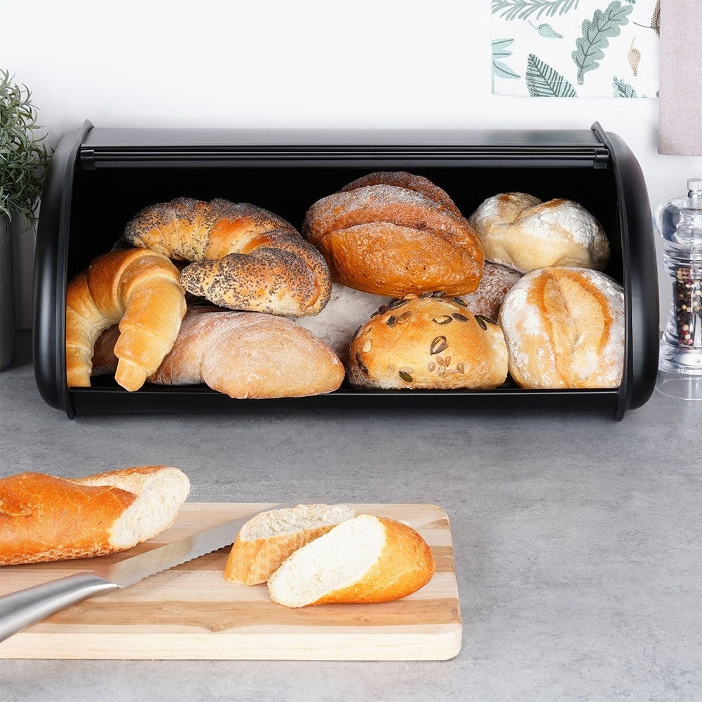 Spacious Bread Box in Black Stainless Steel