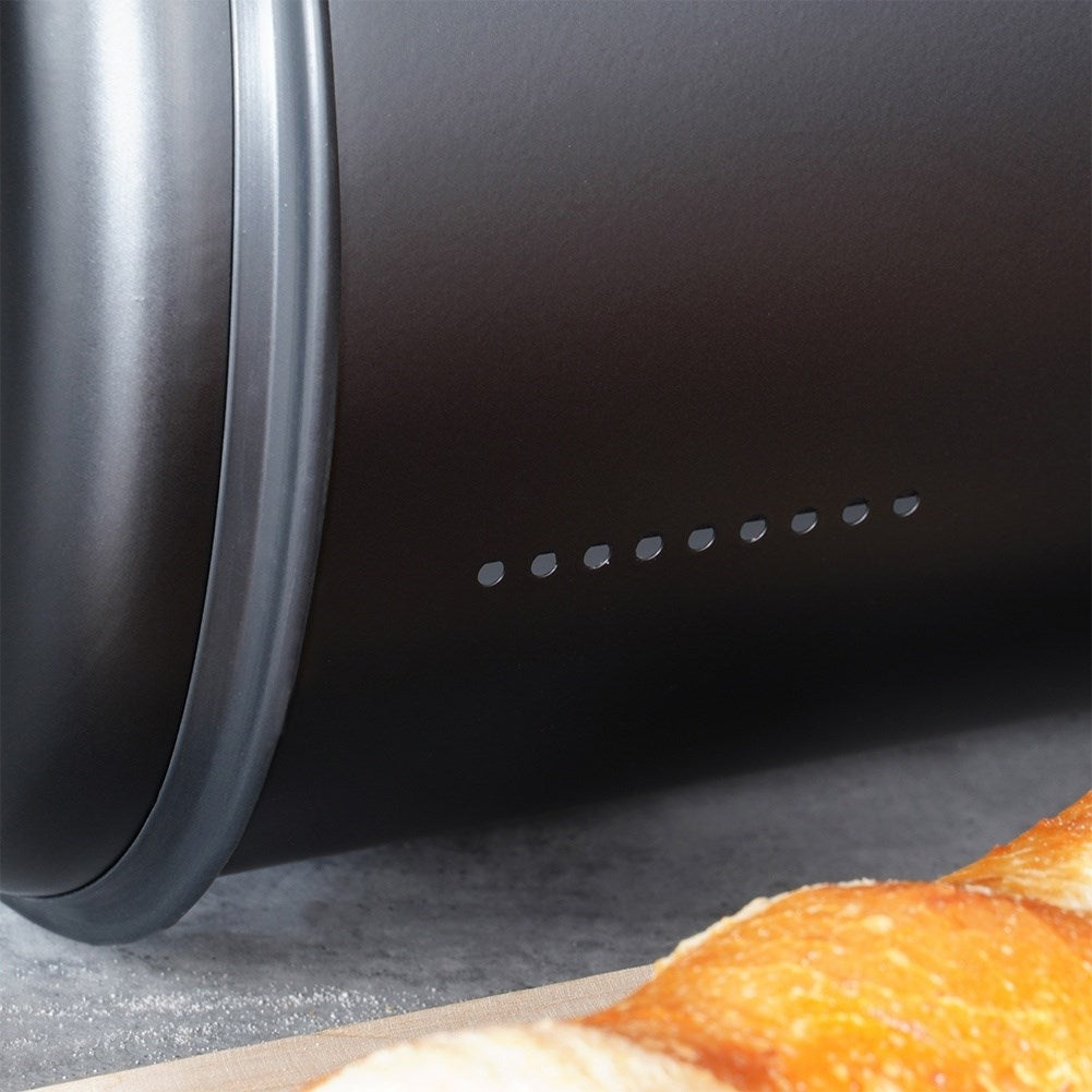 Spacious Bread Box in Elegant Black Stainless Steel
