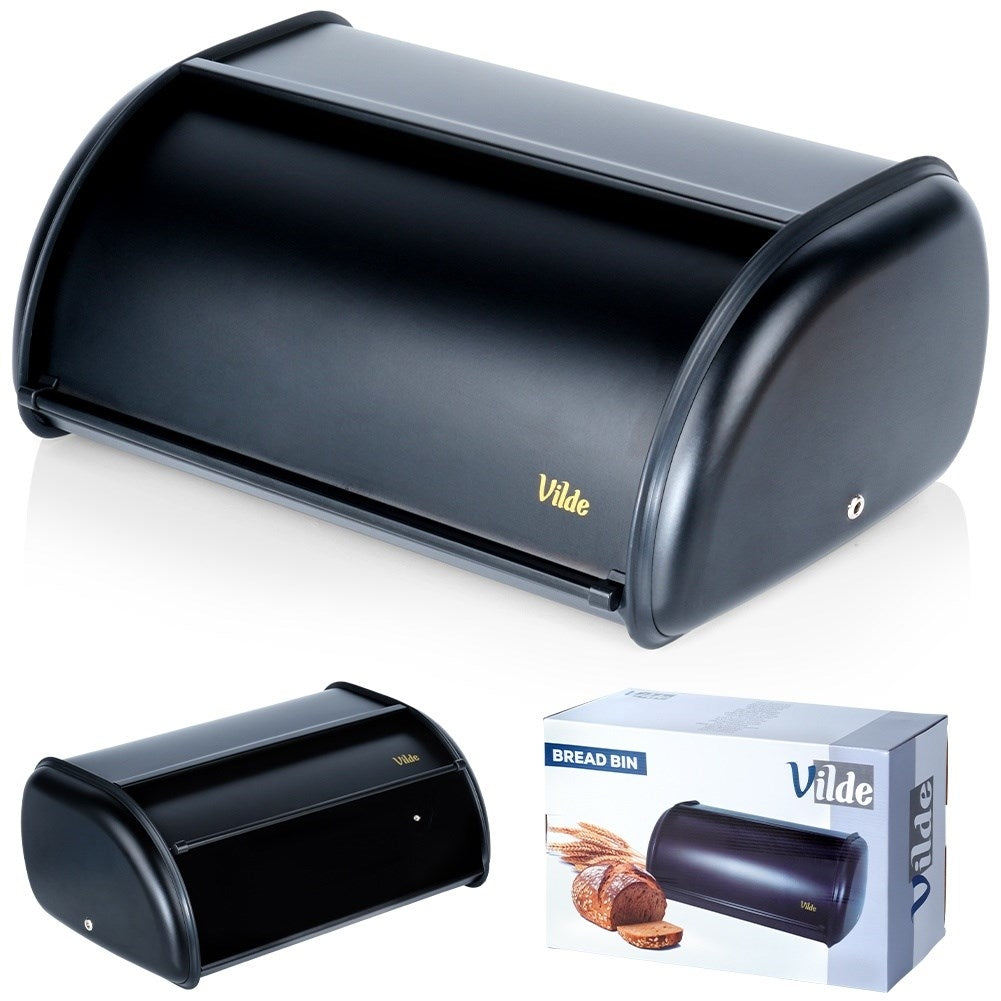 Spacious Bread Box in Elegant Black Stainless Steel