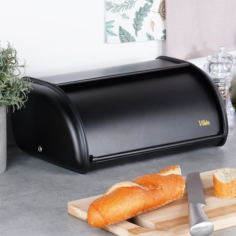 Spacious Bread Box in Elegant Black Stainless Steel