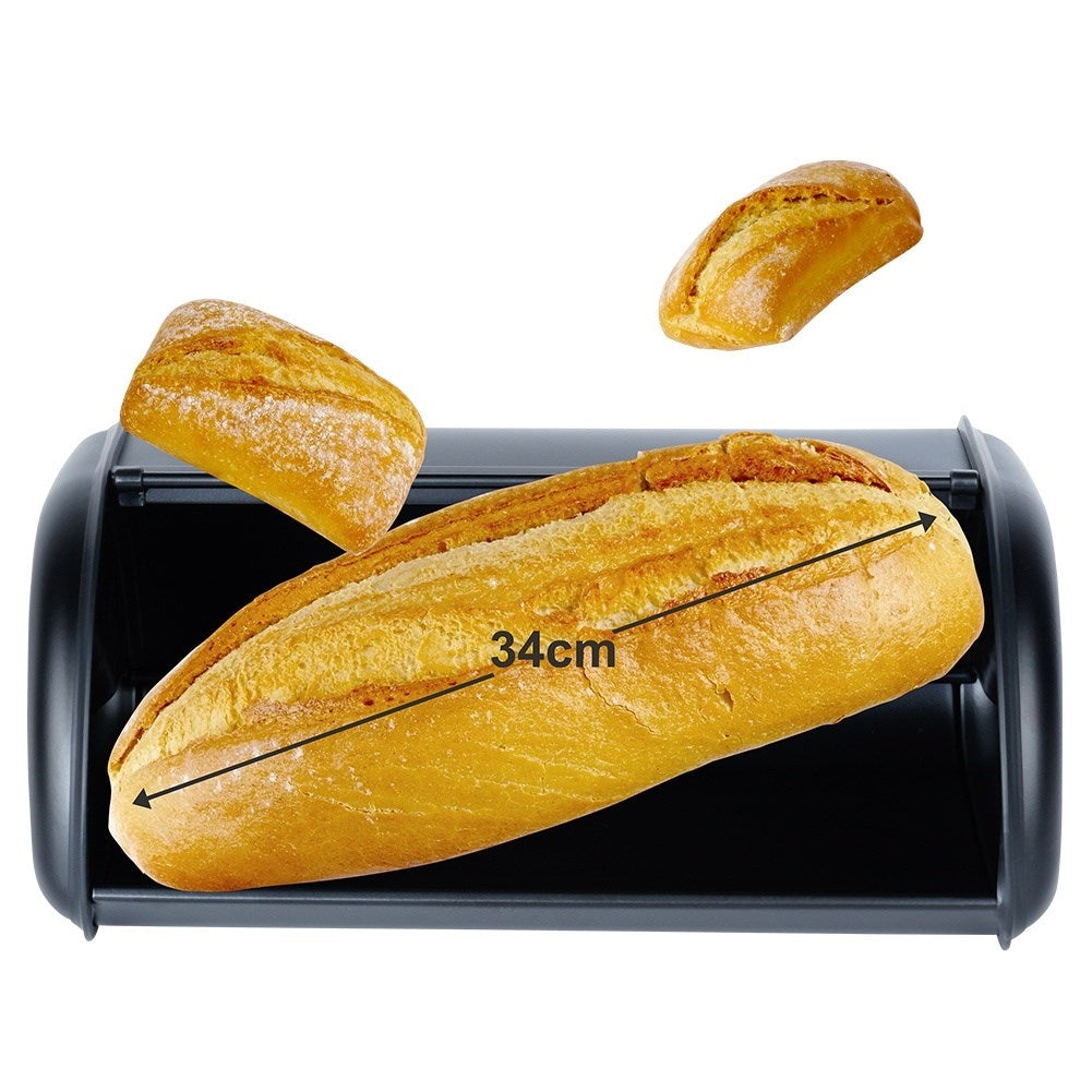 Spacious Bread Box in Elegant Black Stainless Steel