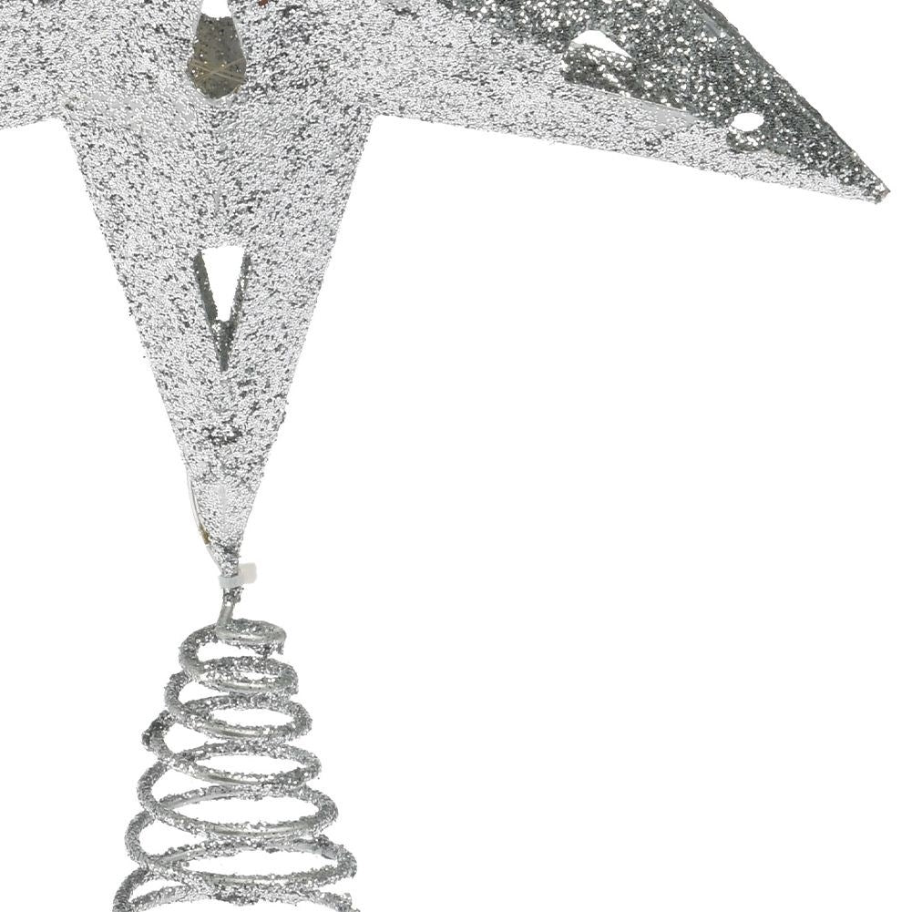 Sparkling LED silver star for Christmas tree, durable and unbreakable