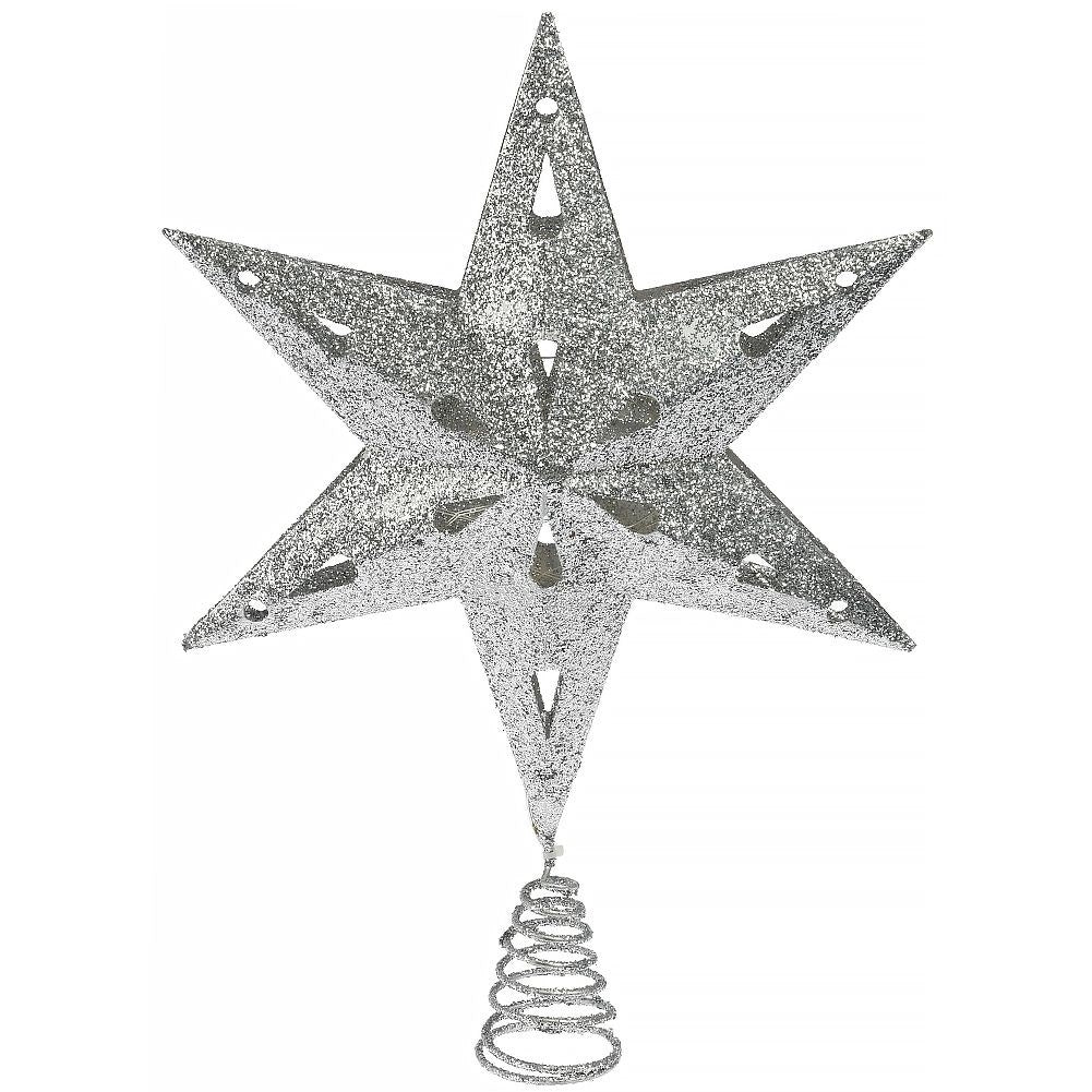 Sparkling LED silver star for Christmas tree, durable and unbreakable