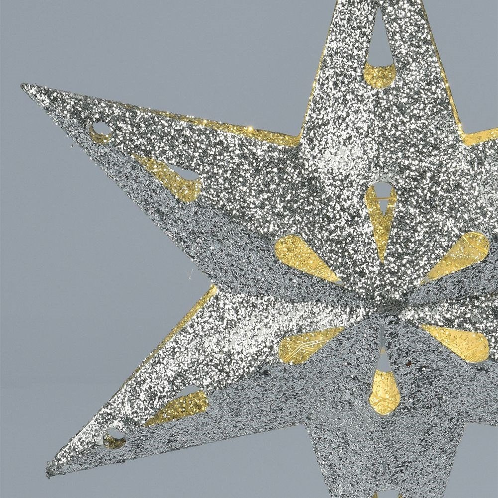 Sparkling LED silver star for Christmas tree, durable and unbreakable