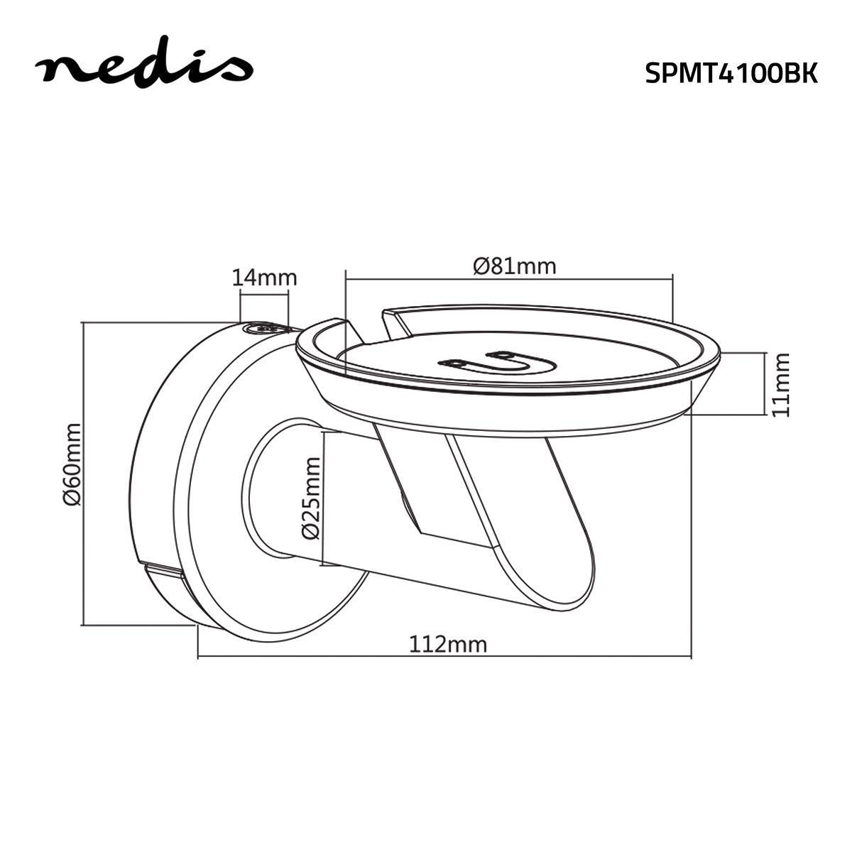 Speaker Bracket | Compatible with: Google Home® | Wall | 2 kg | Fixed | Metal / Steel | Black