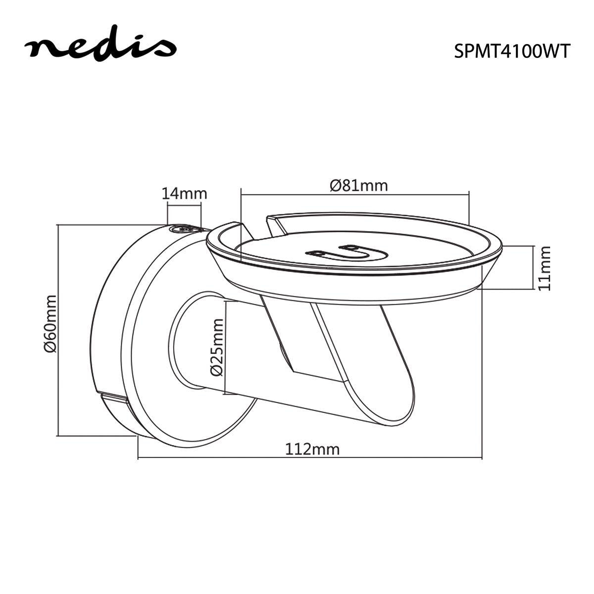 Speaker Bracket | Compatible with: Google Home® | Wall | 2 kg | Fixed | Metal / Steel | White