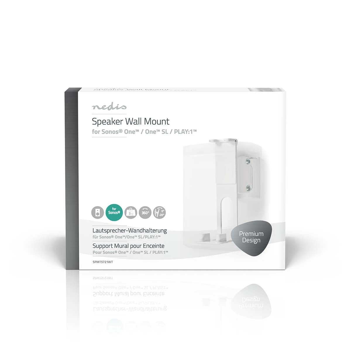 Speaker Bracket | Compatible with: Sonos® One SL™ / Sonos® One™ / Sonos® PLAY:1™ | Wall | 3 kg | Rotatable / Tilt / Twist | Can be tilted | Rotatable | Steel | White