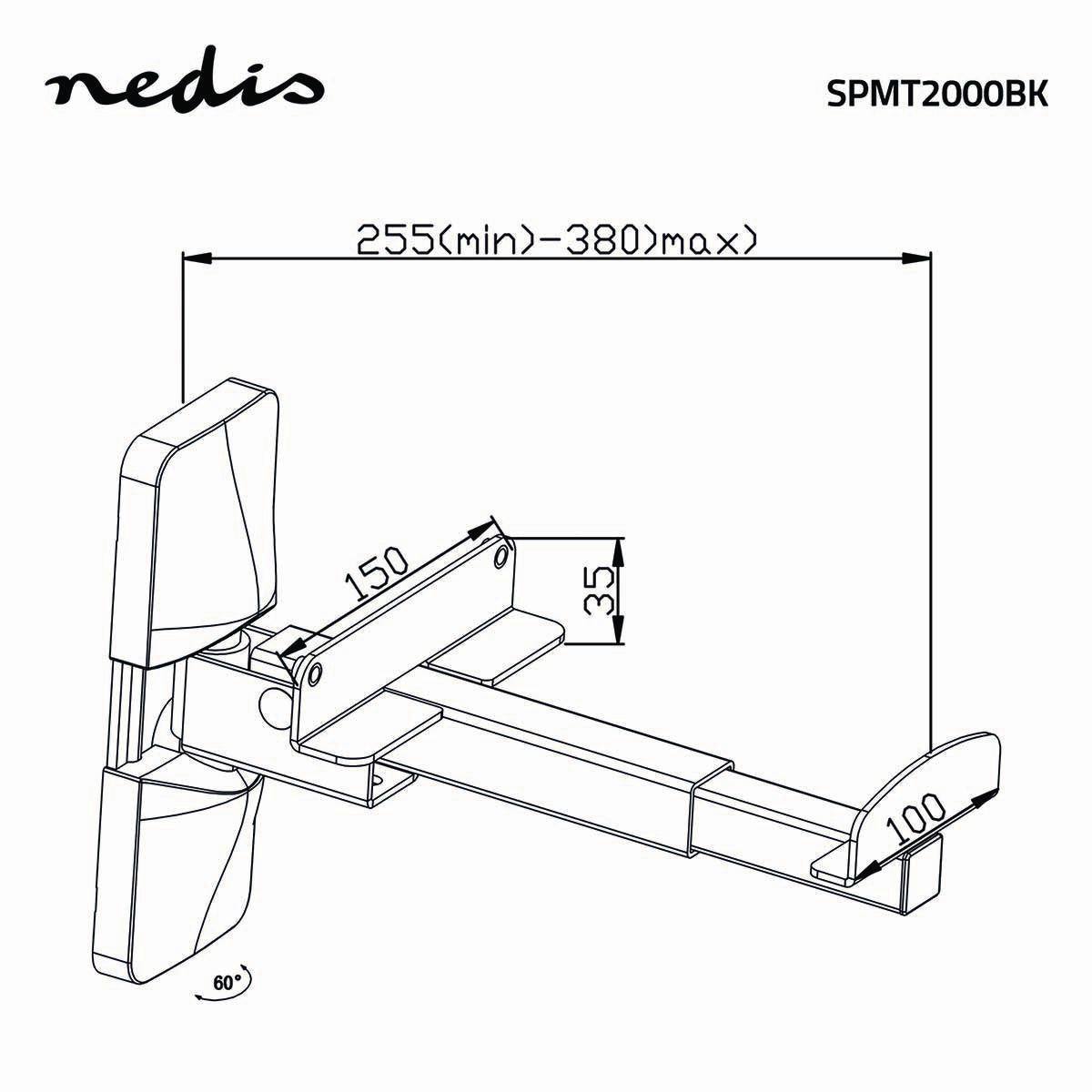 Speaker Bracket | Compatible with: Universal | Ceiling / Wall | 20 kg | Fully adjustable | Rotatable | Steel | Black