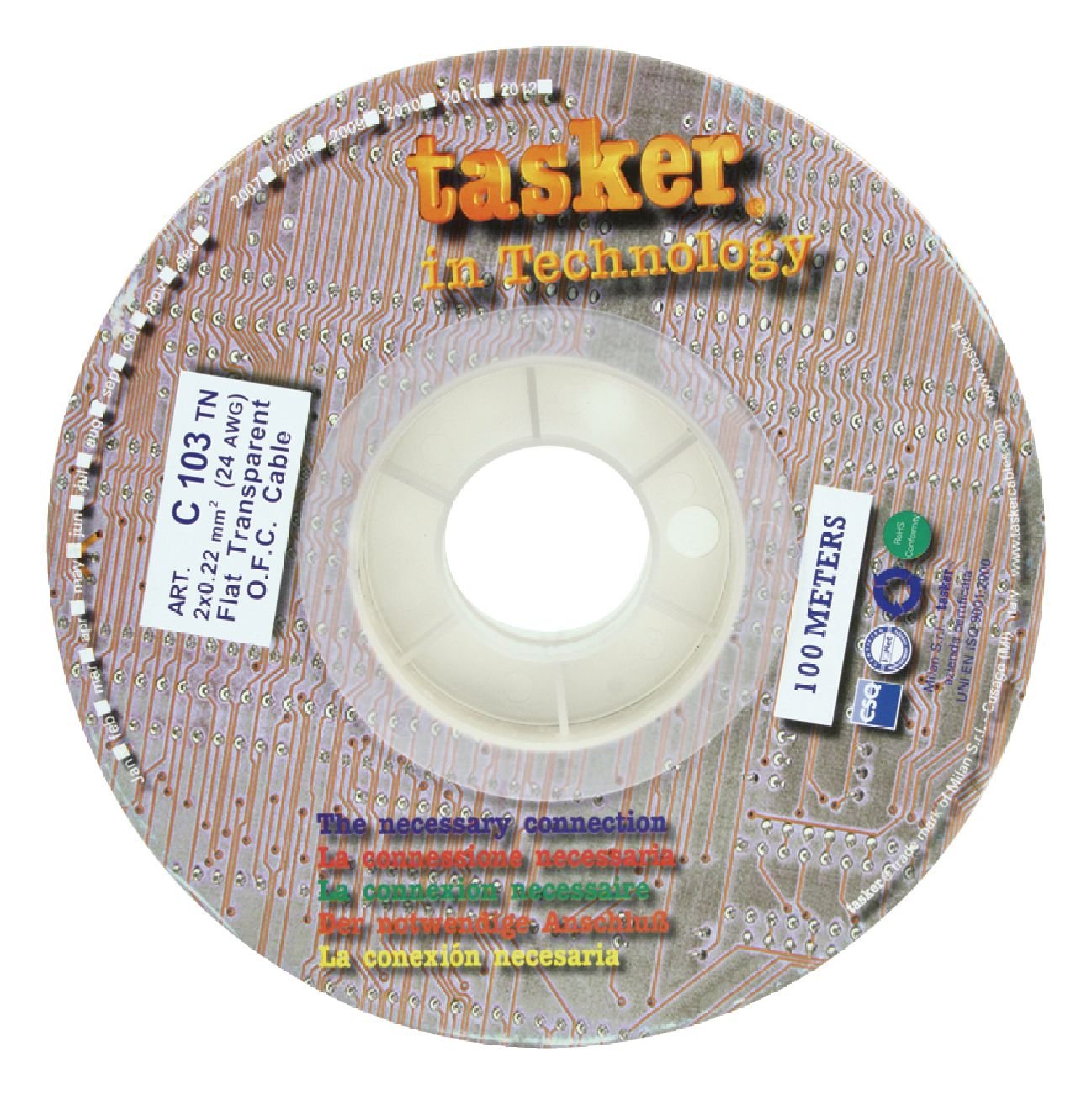 Speaker Cable on Reel 2x 0.22 mm² 100 m Transparent