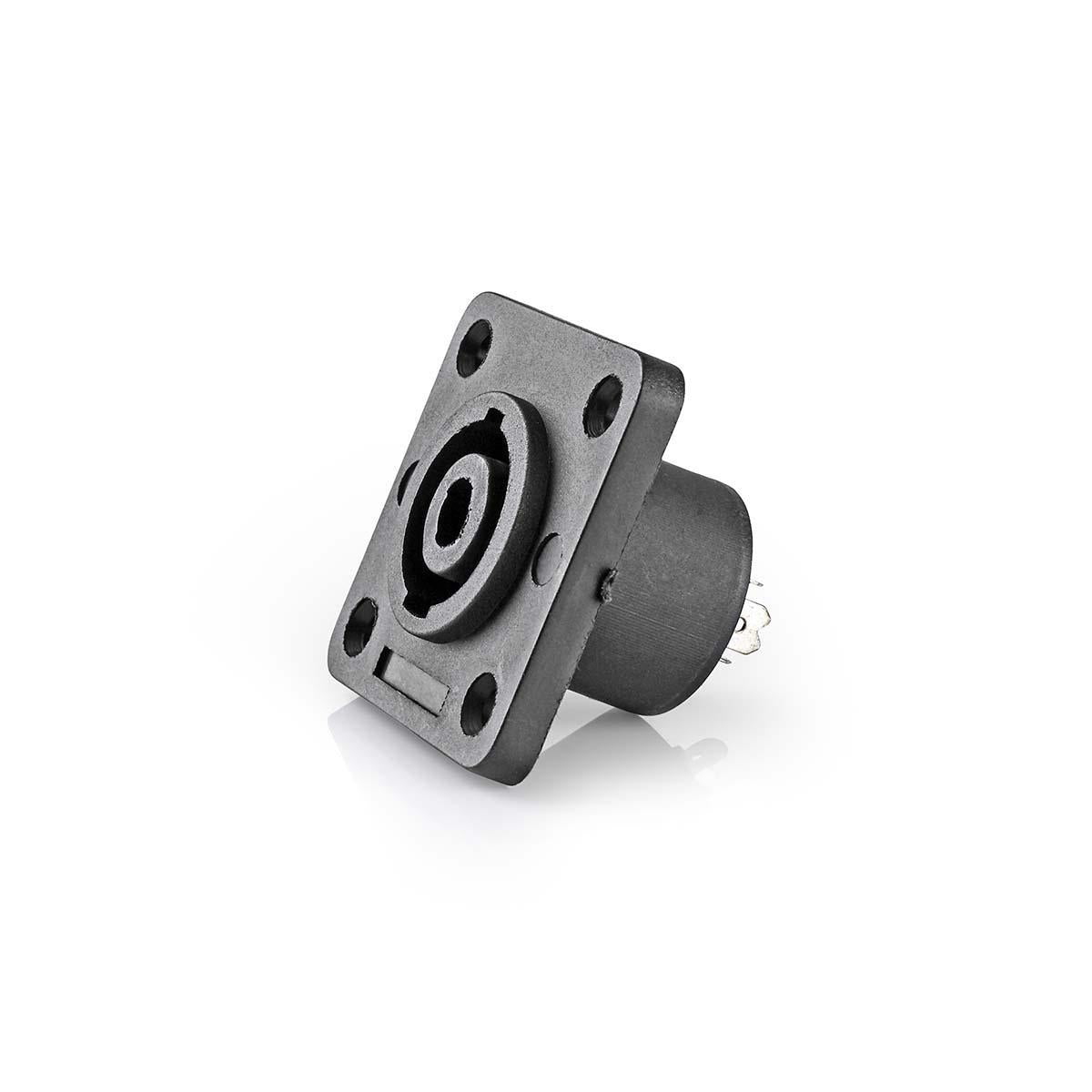 Speaker Connector | Straight | Female | Nickel Plated | Solder | ABS | Black | 25 pcs | Polybag