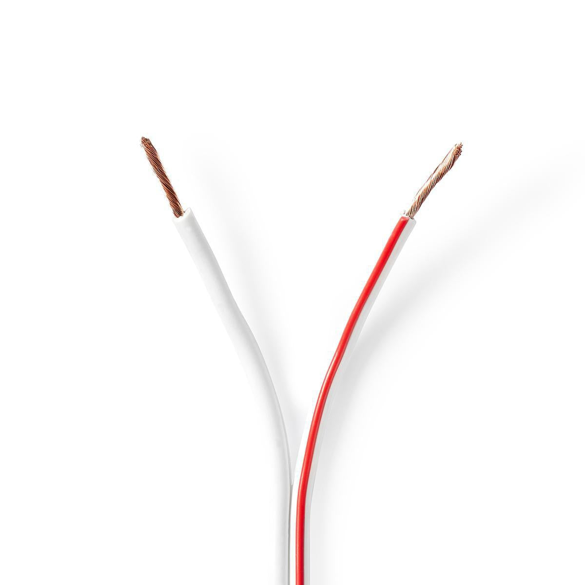Speaker cable | 2x 1.50 mm² | CCA | 100.0 m | Round | PVC | White | Packaging