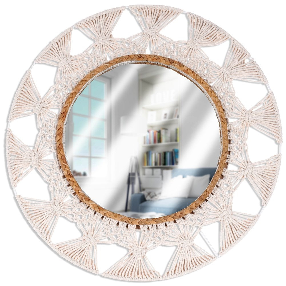Spectacular Wall Mirror in Braided Cotton, 55 cm Diameter