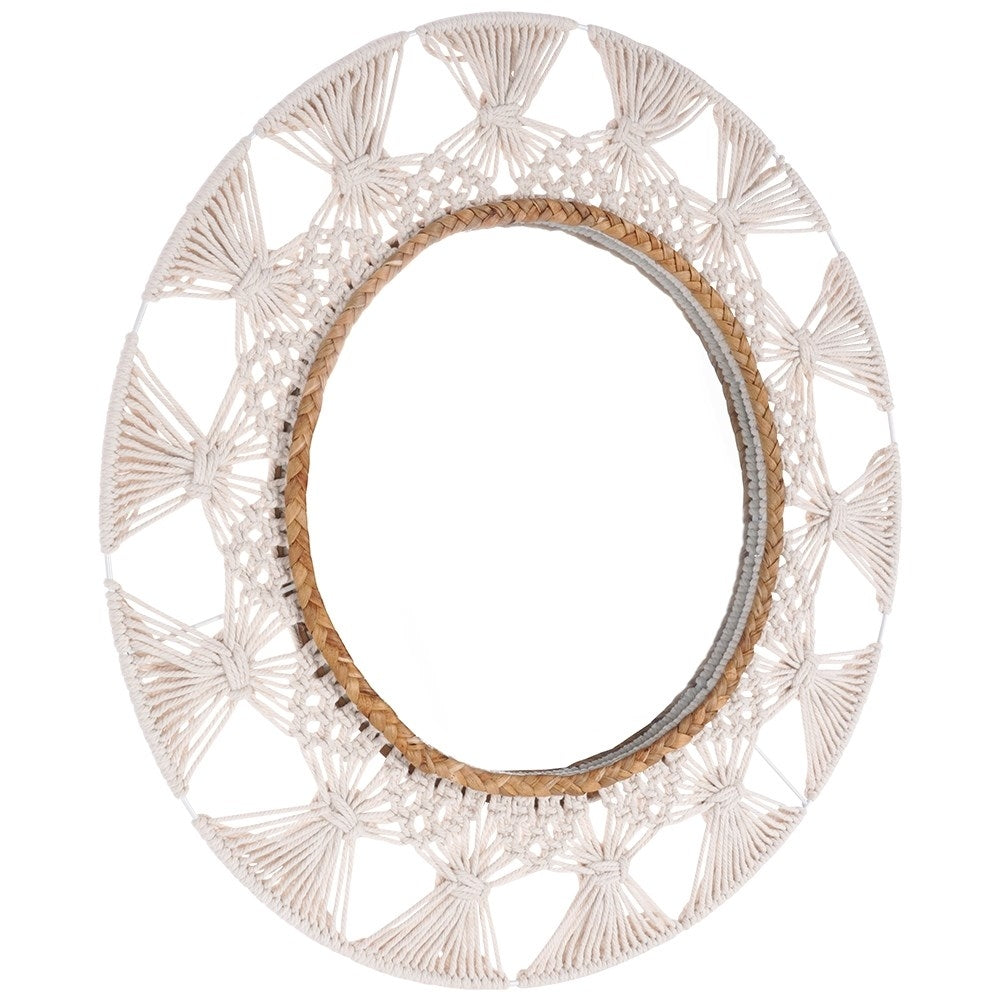 Spectacular Wall Mirror in Braided Cotton, 55 cm Diameter
