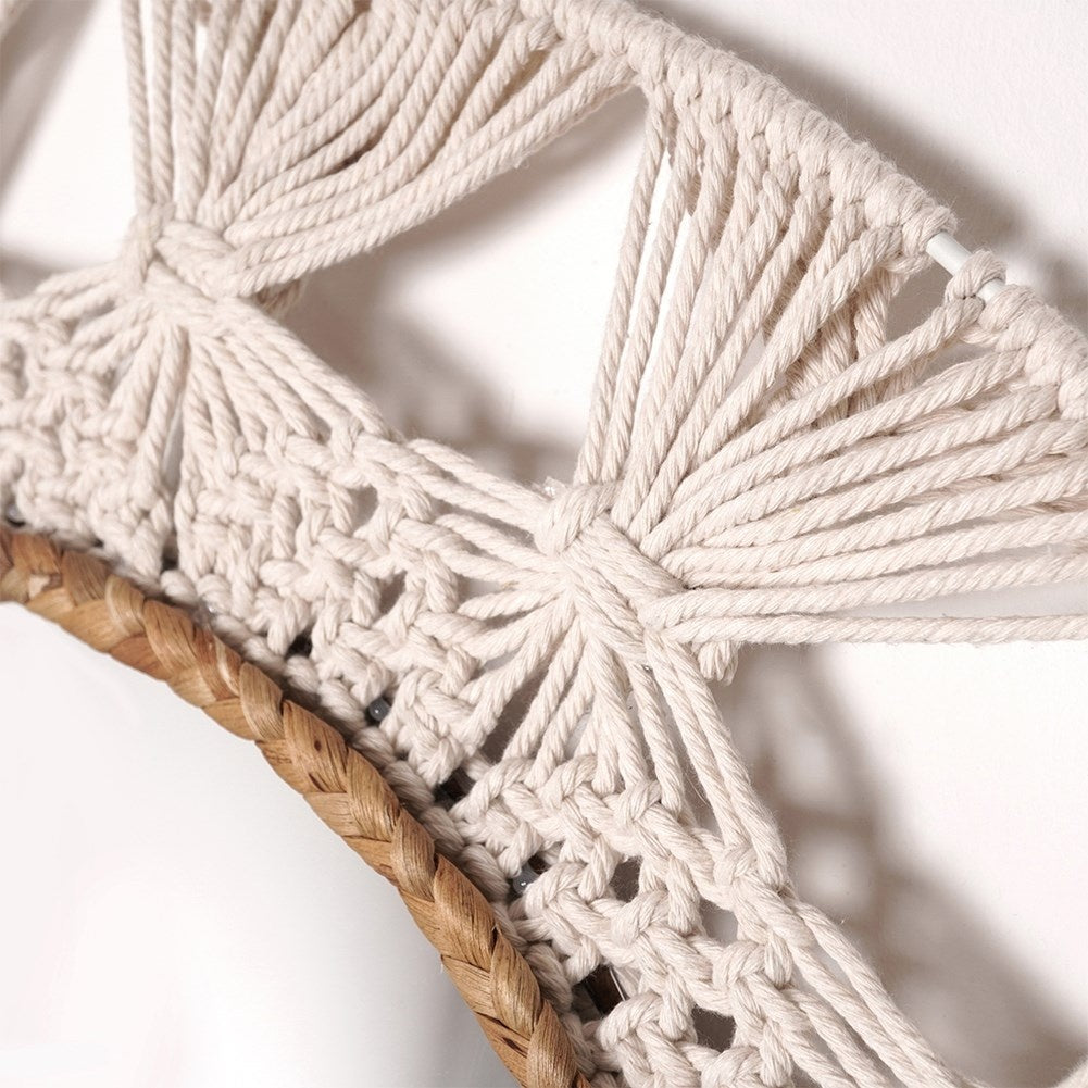 Spectacular Wall Mirror in Braided Cotton, 55 cm Diameter